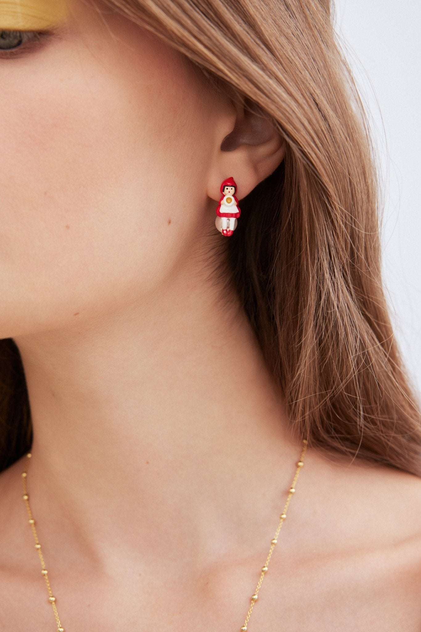 Little Red Riding Hood Earrings, Imitation Pearl | AXCN1051 - Les Nereides