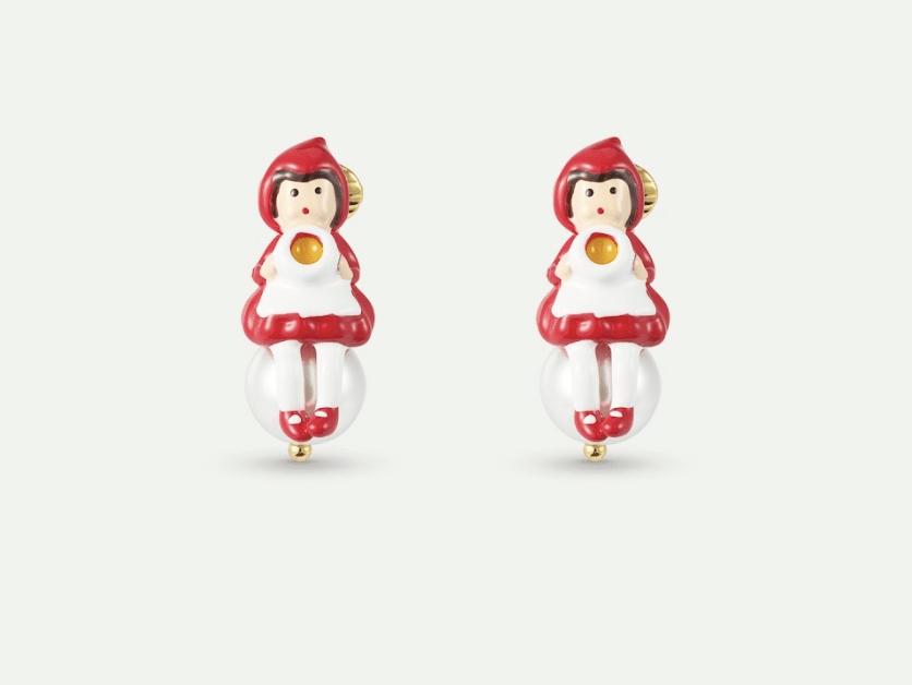 Little Red Riding Hood Earrings, Imitation Pearl | AXCN1051 - Les Nereides