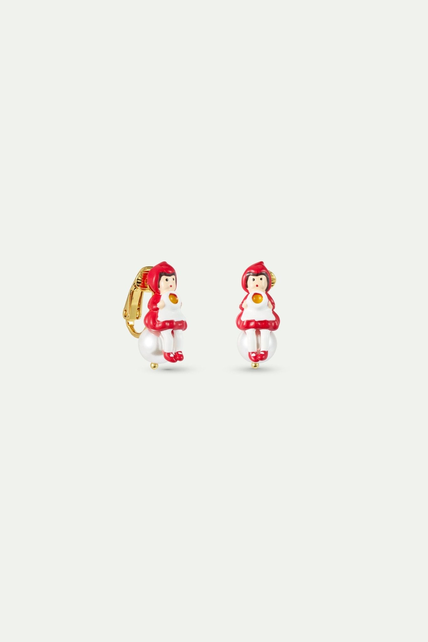 Little Red Riding Hood Earrings, Imitation Pearl | AXCN1051 - Les Nereides