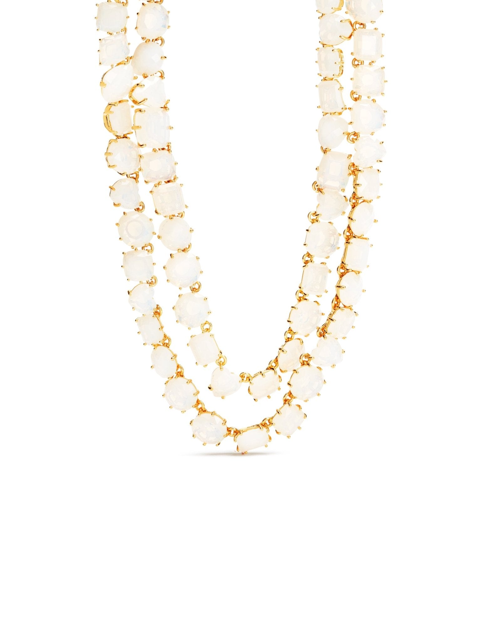 Luxury Two - Row Necklace Diamantine Opalescent White | AULD3551 - Les Nereides