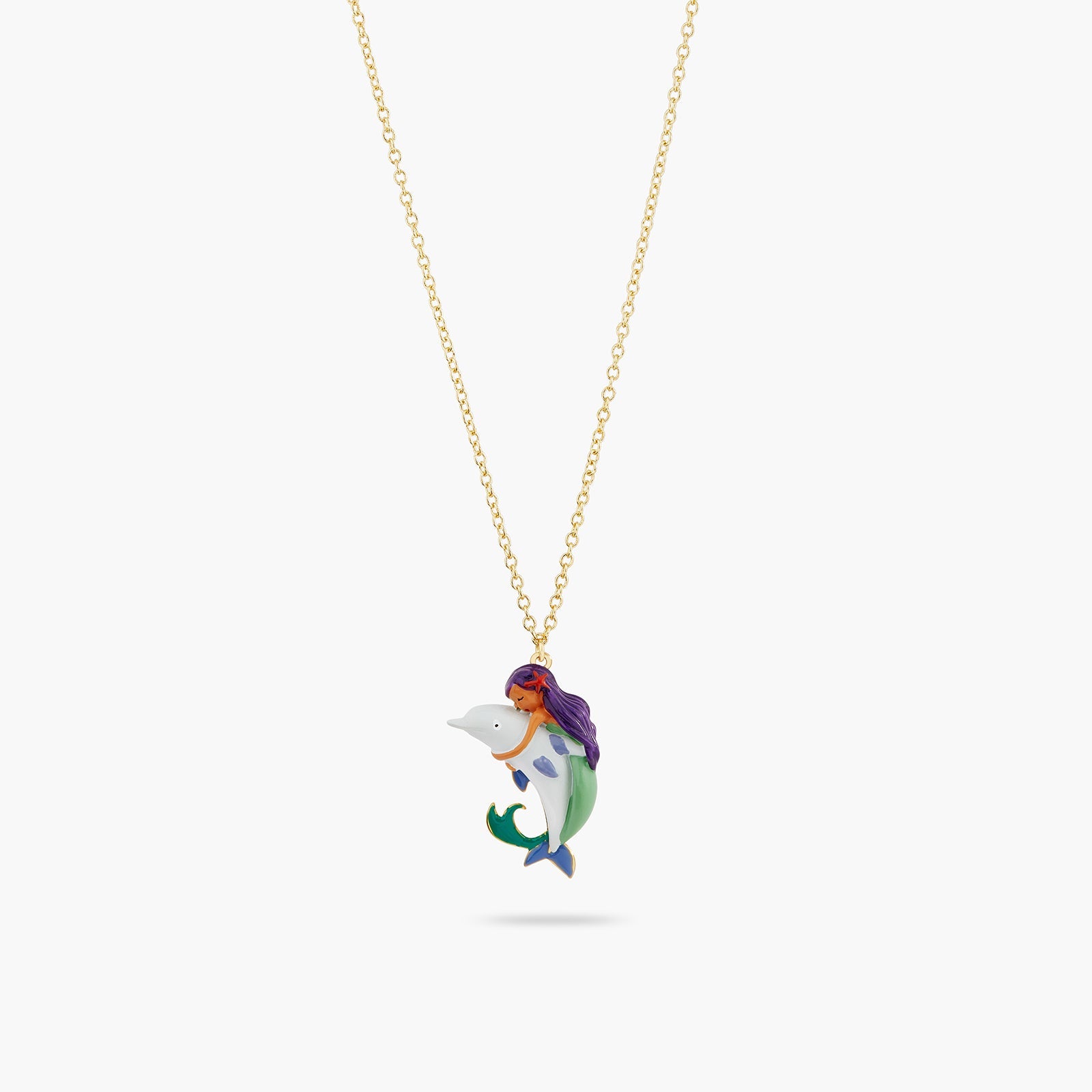 Mermaid And Dolphin Pendant Necklace | ATOC3071 - Les Nereides