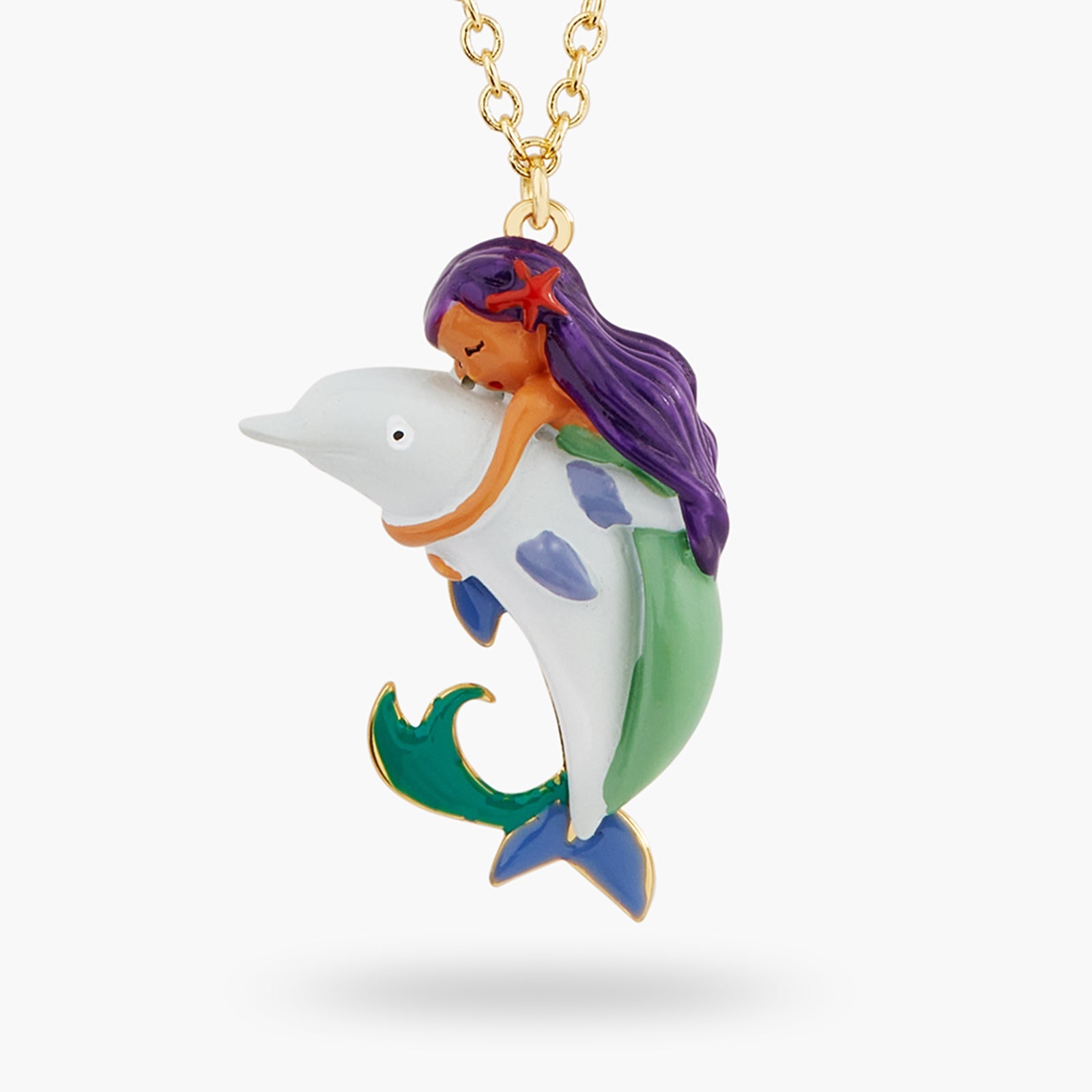 Mermaid And Dolphin Pendant Necklace | ATOC3071 - Les Nereides
