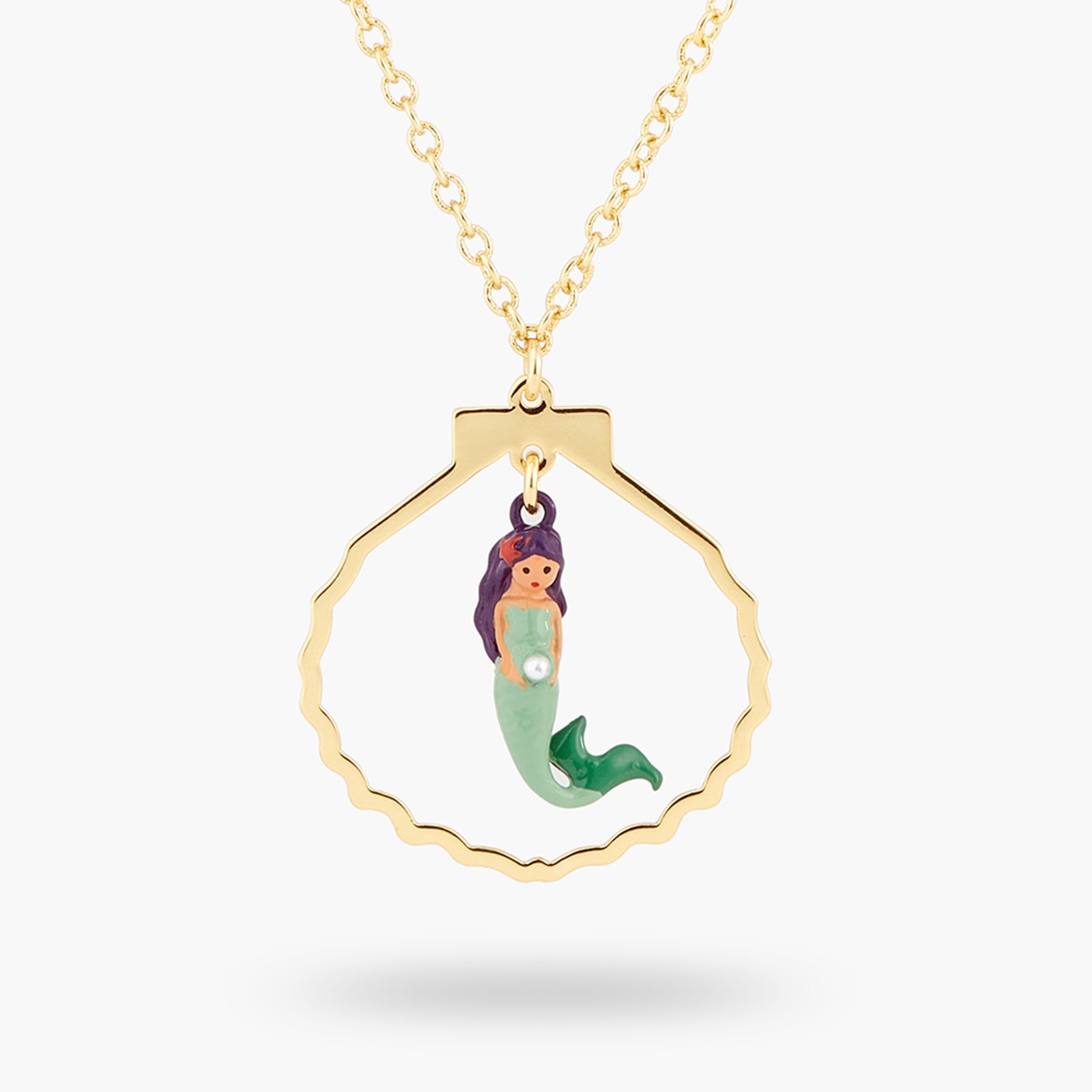Mermaid And Fish Charm Necklace | ATOC3031 - Les Nereides