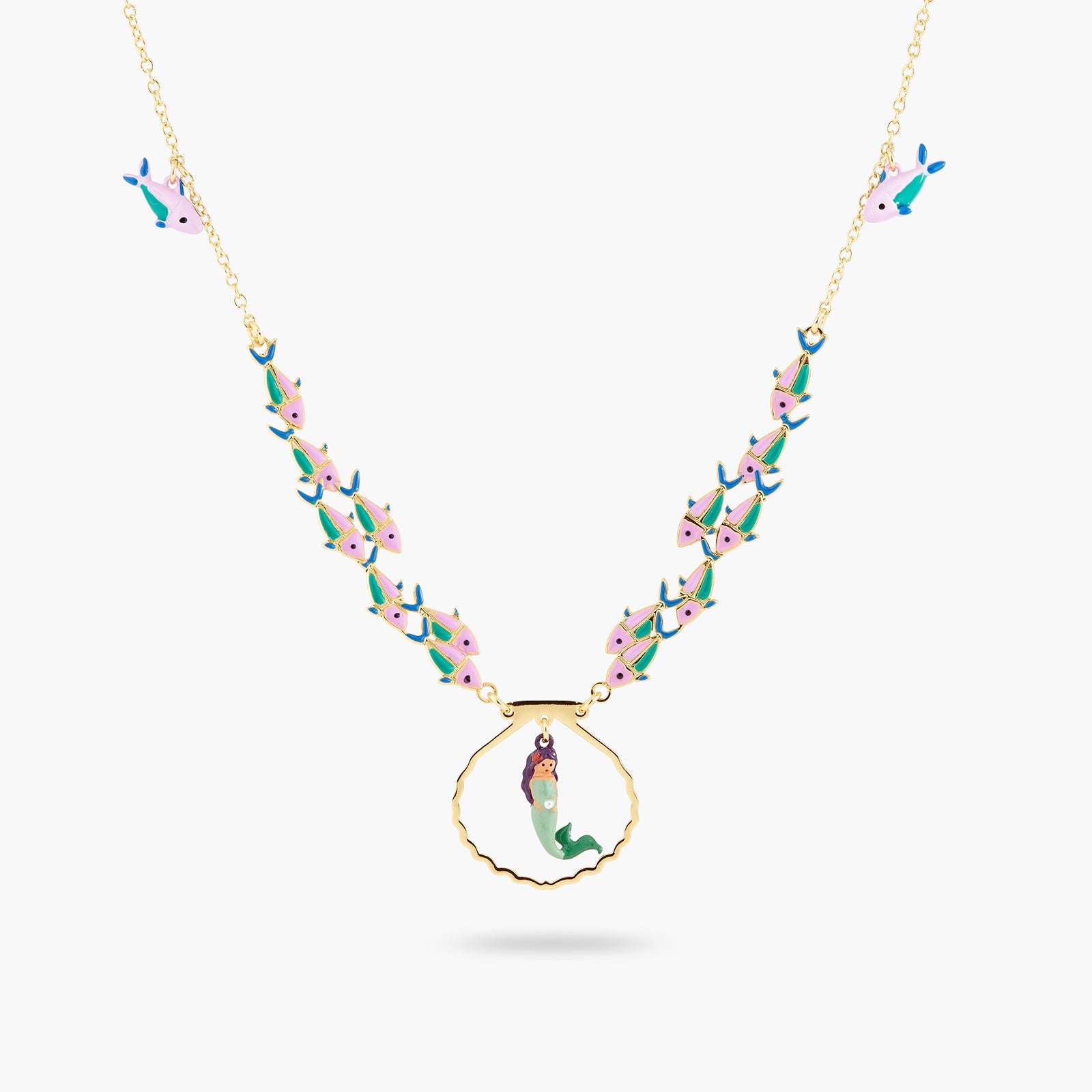 Mermaid And Fish Statement Necklace | ATOC3041 - Les Nereides