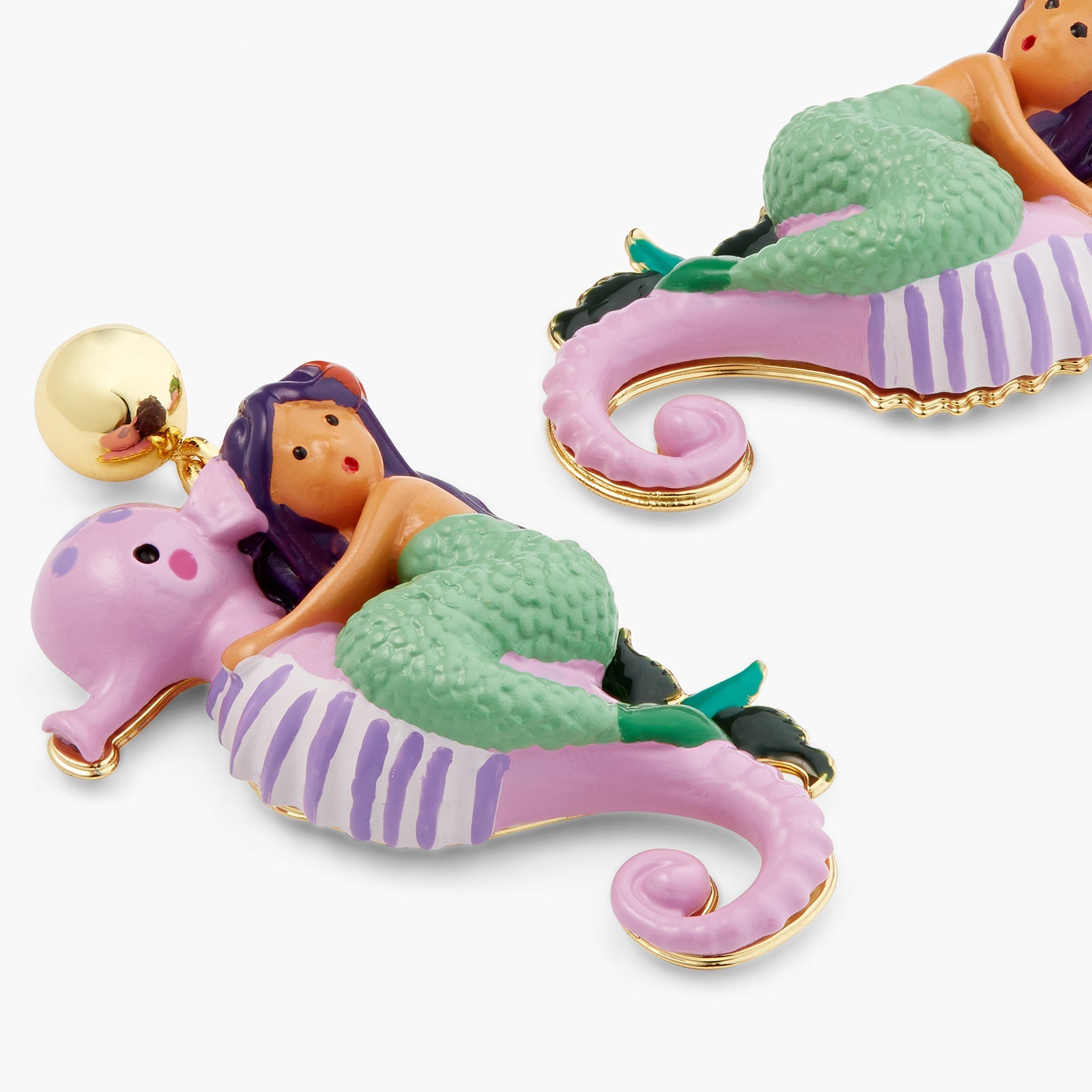 Mermaid And Seahorse Earrings | ATOC1021 - Les Nereides