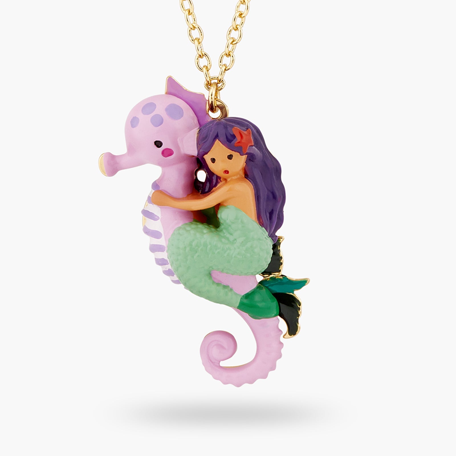 Mermaid And Seahorse Pendant Necklace | ATOC3021 - Les Nereides