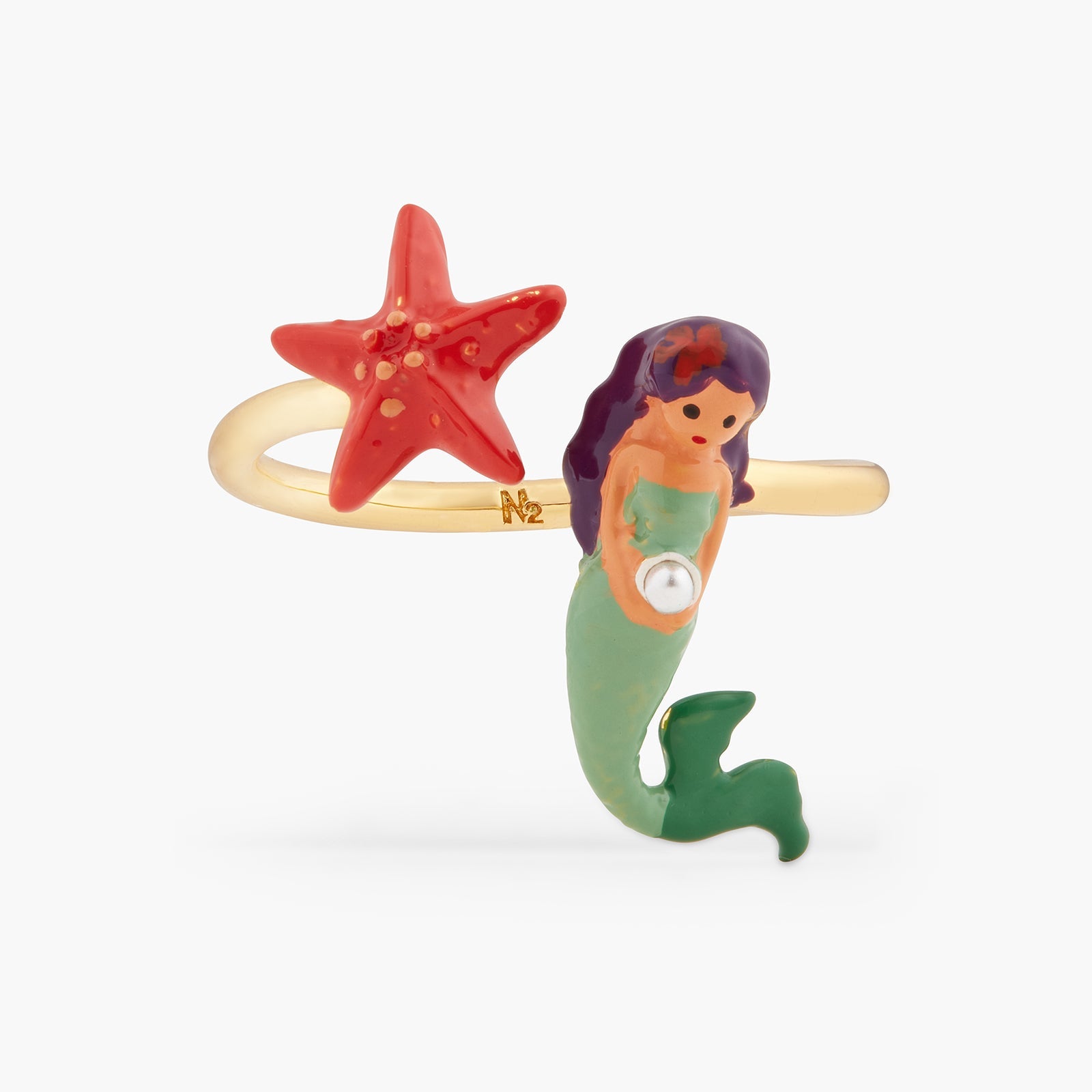 Mermaid And Starfish Adjustable Ring | ATOC6011 - Les Nereides