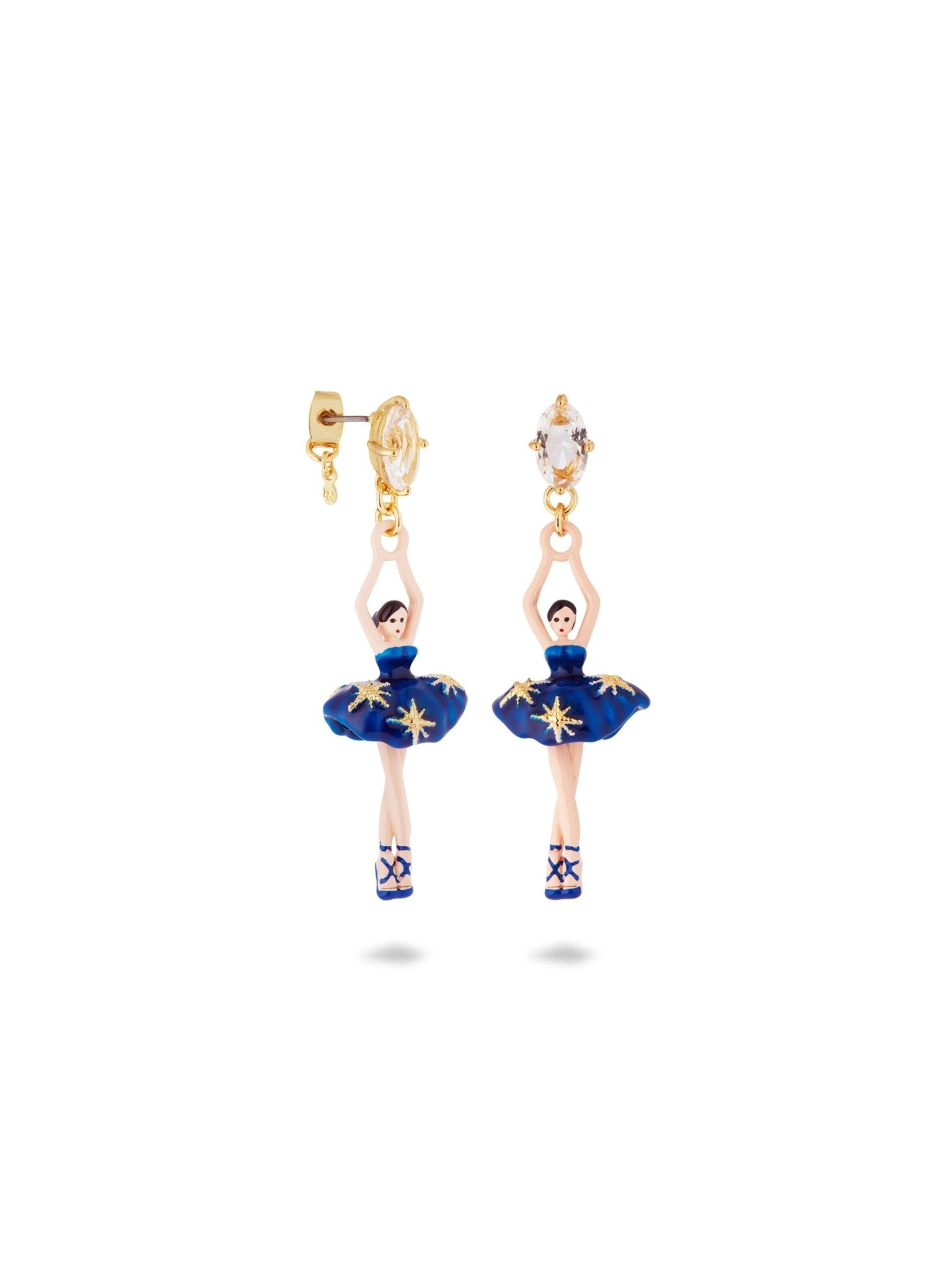 Midnight Blue Ballerina Tutu And Gold Stars Earrings | AUDD1151 - Les Nereides