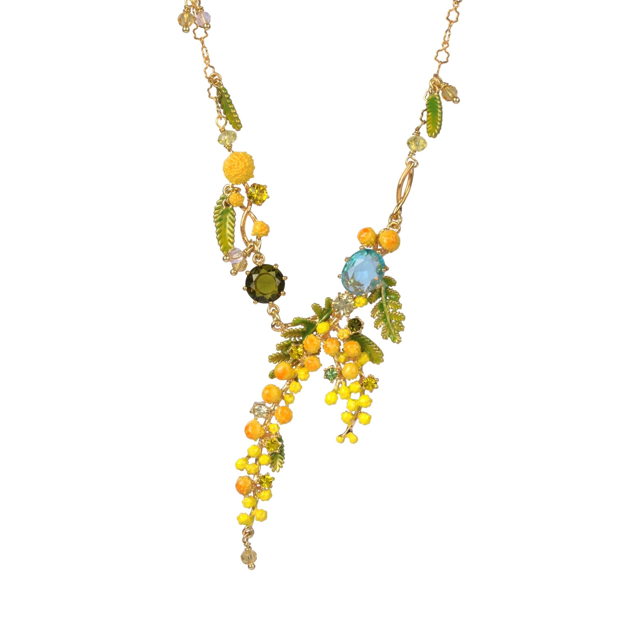 Mimosa'S Branch, Fern And Little Leaves Collar Necklace | ABJP3021 - Les Nereides