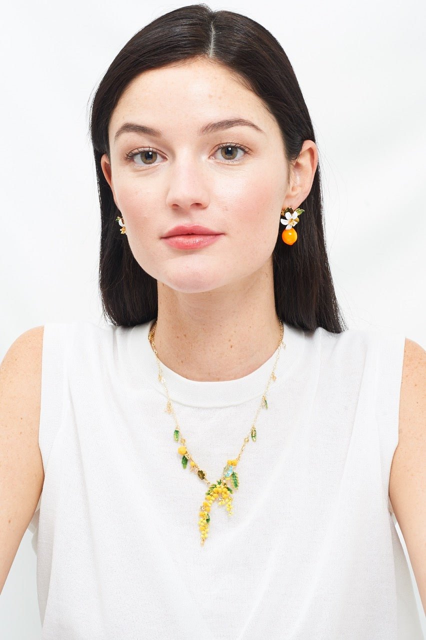 Mimosa'S Branch, Fern And Little Leaves Collar Necklace | ABJP3021 - Les Nereides