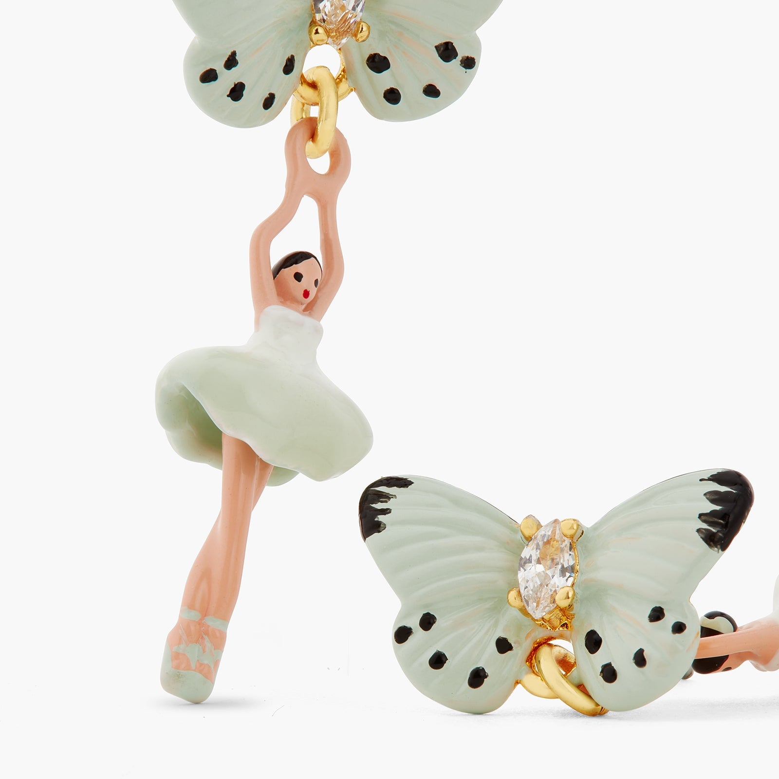 Mini Pas De Deux And Aqua Green Butterfly Earrings | ATMDD1011 - Les Nereides