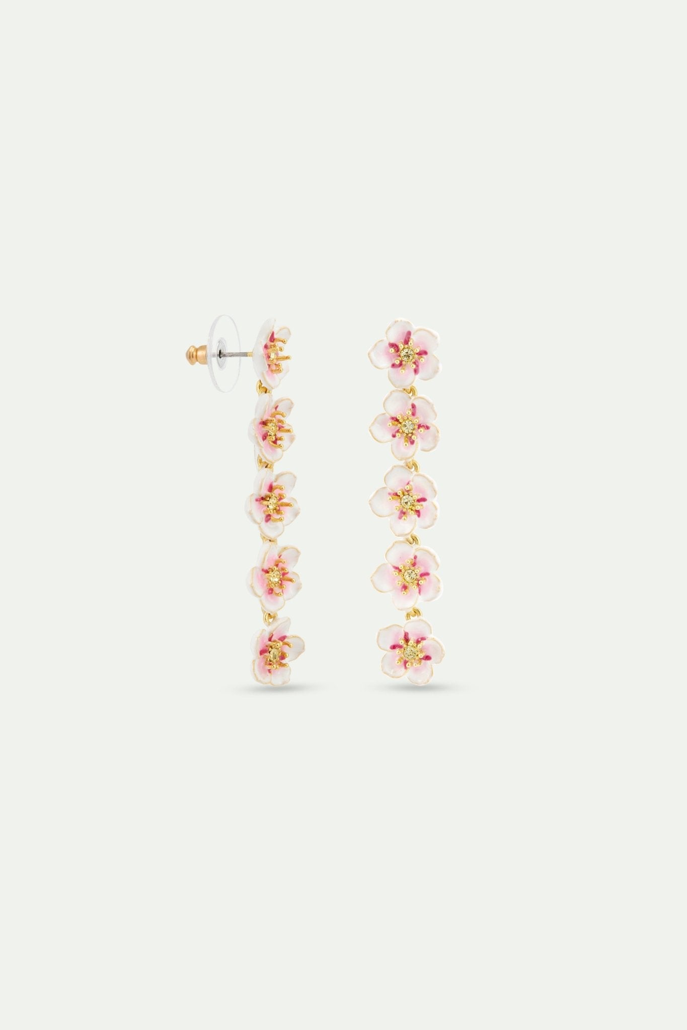 Mini White Cherry Blossom Dangle Earrings | AYHM1011 - Les Nereides