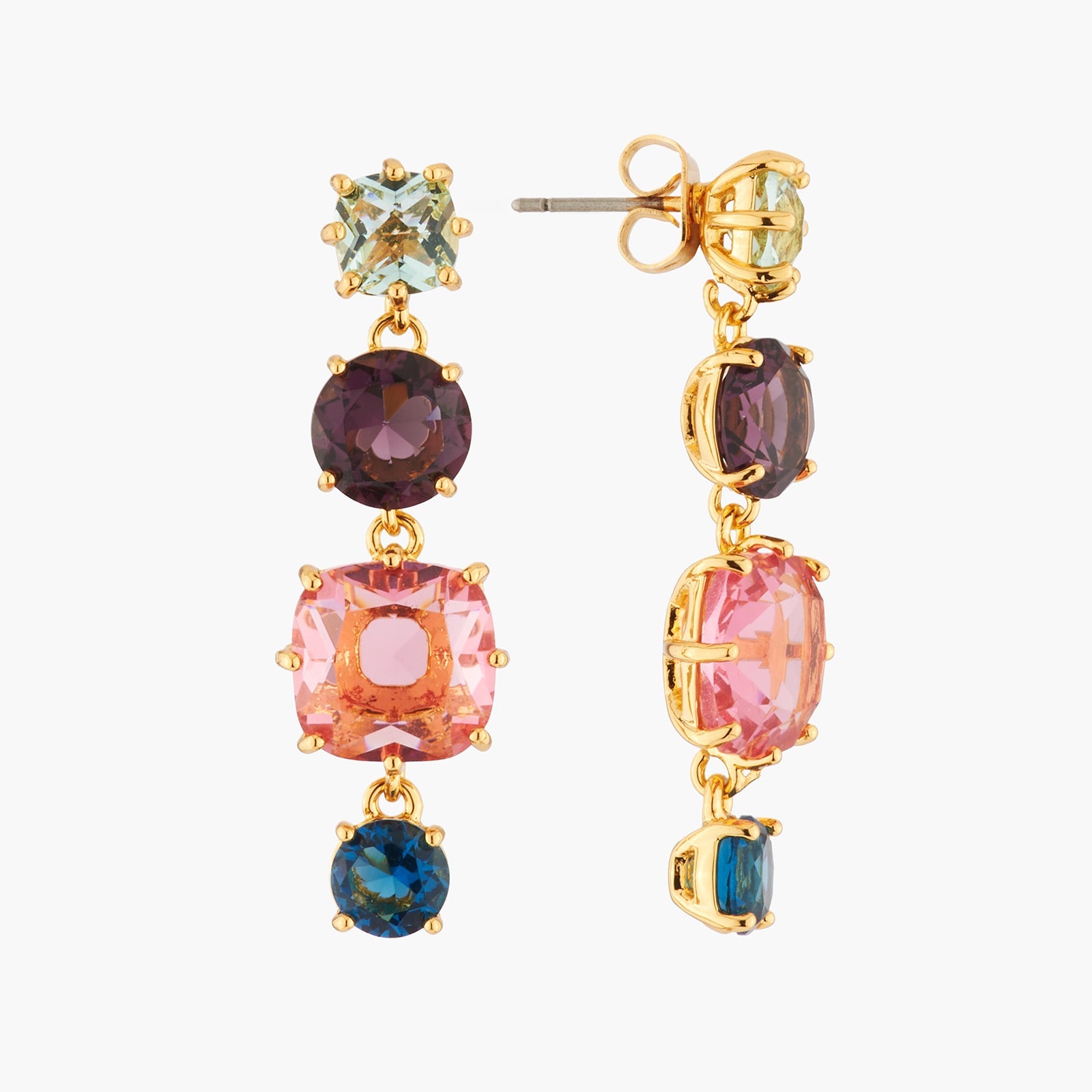 Multicoloured 4 Stones La Diamantine Earrings | AKLD120C - Les Nereides