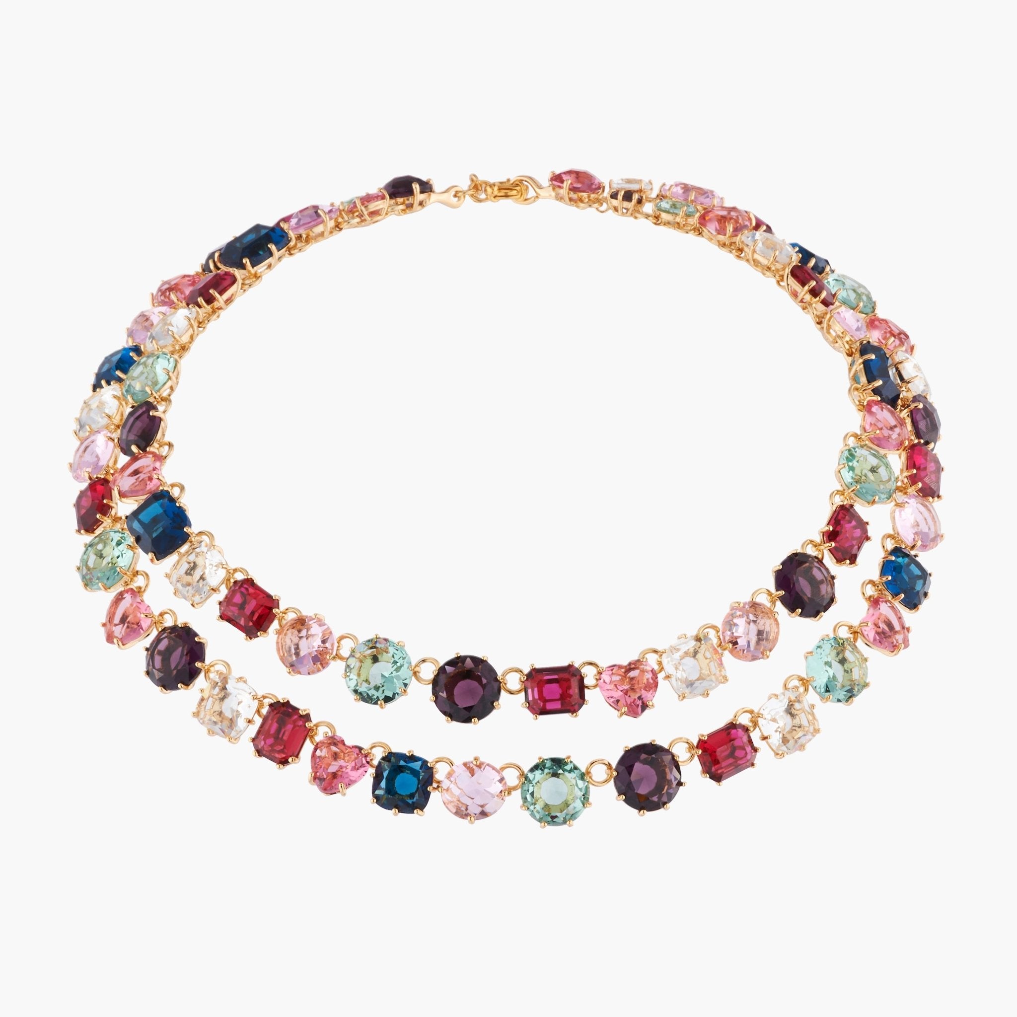 Multicoloured Two Row La Diamantine Luxurious Necklace | AKLD355 - Les Nereides