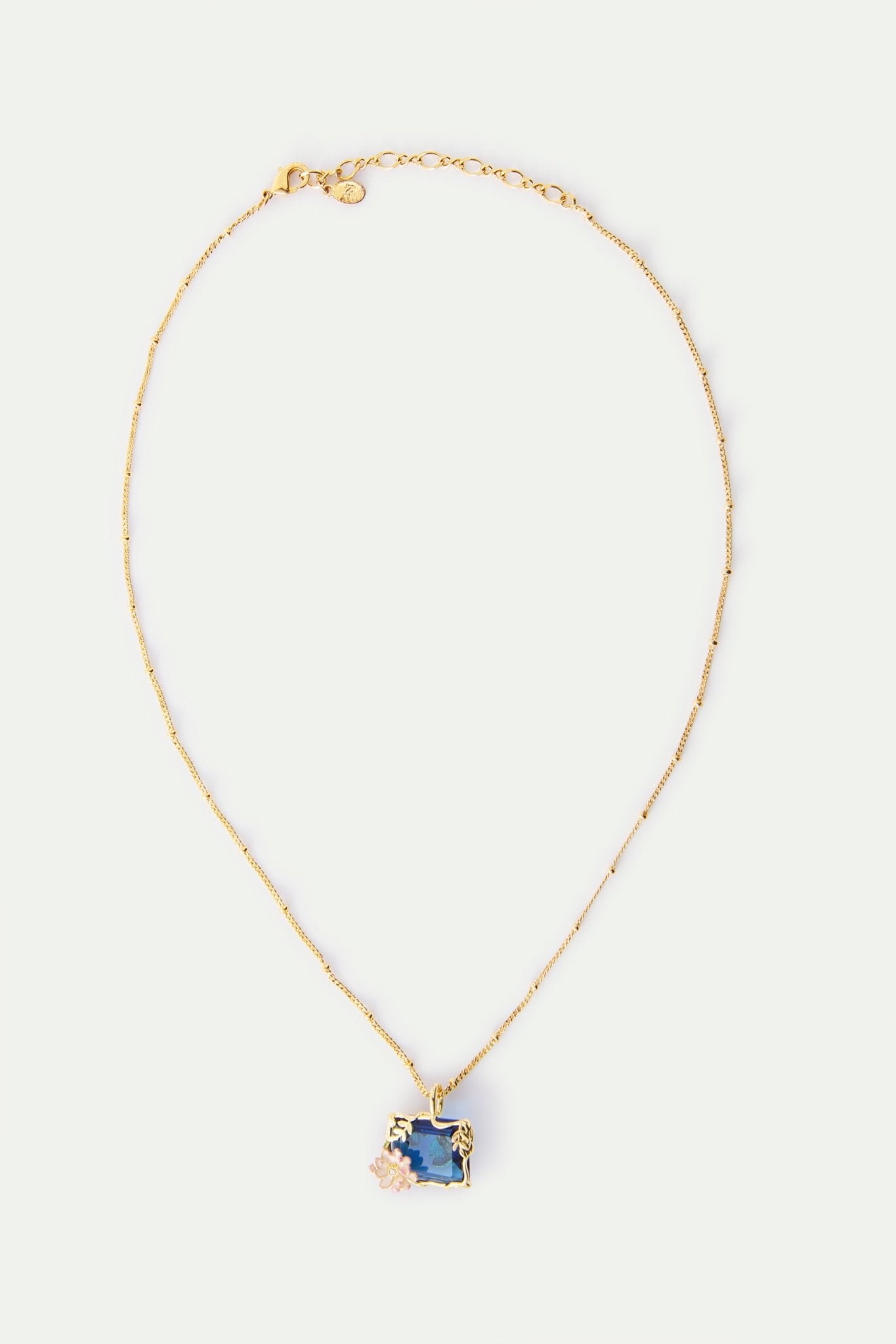 Necklace With Blue And Pink Water Lily Pendant | AXON3031 - Les Nereides