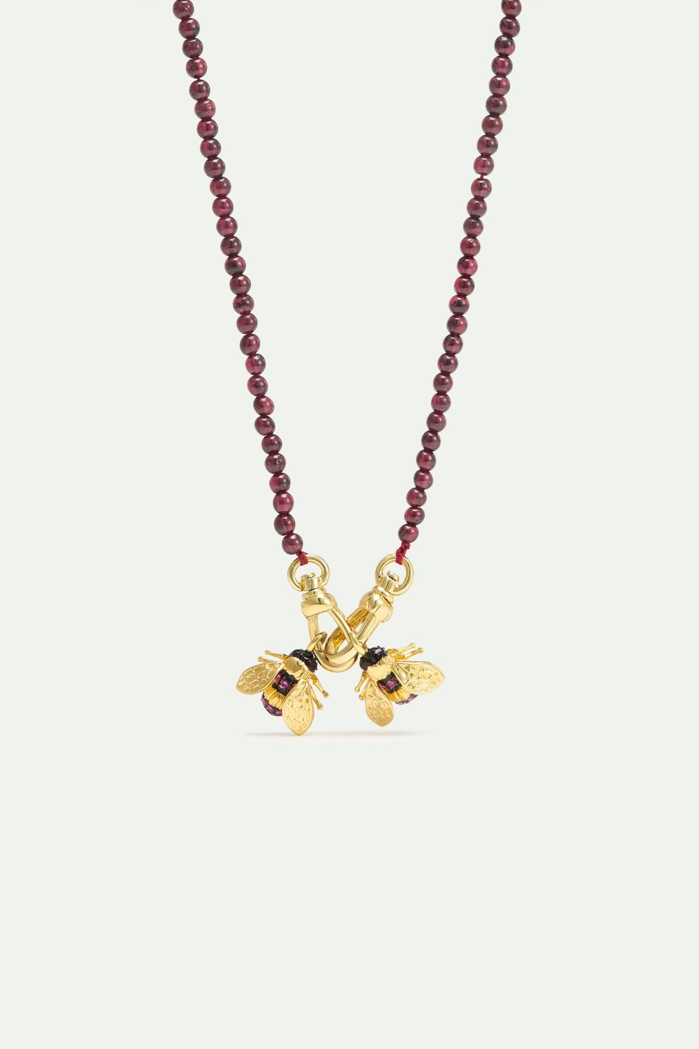 Necklace With Garnet Beads And Gold Bees | AXAM3021 - Les Nereides