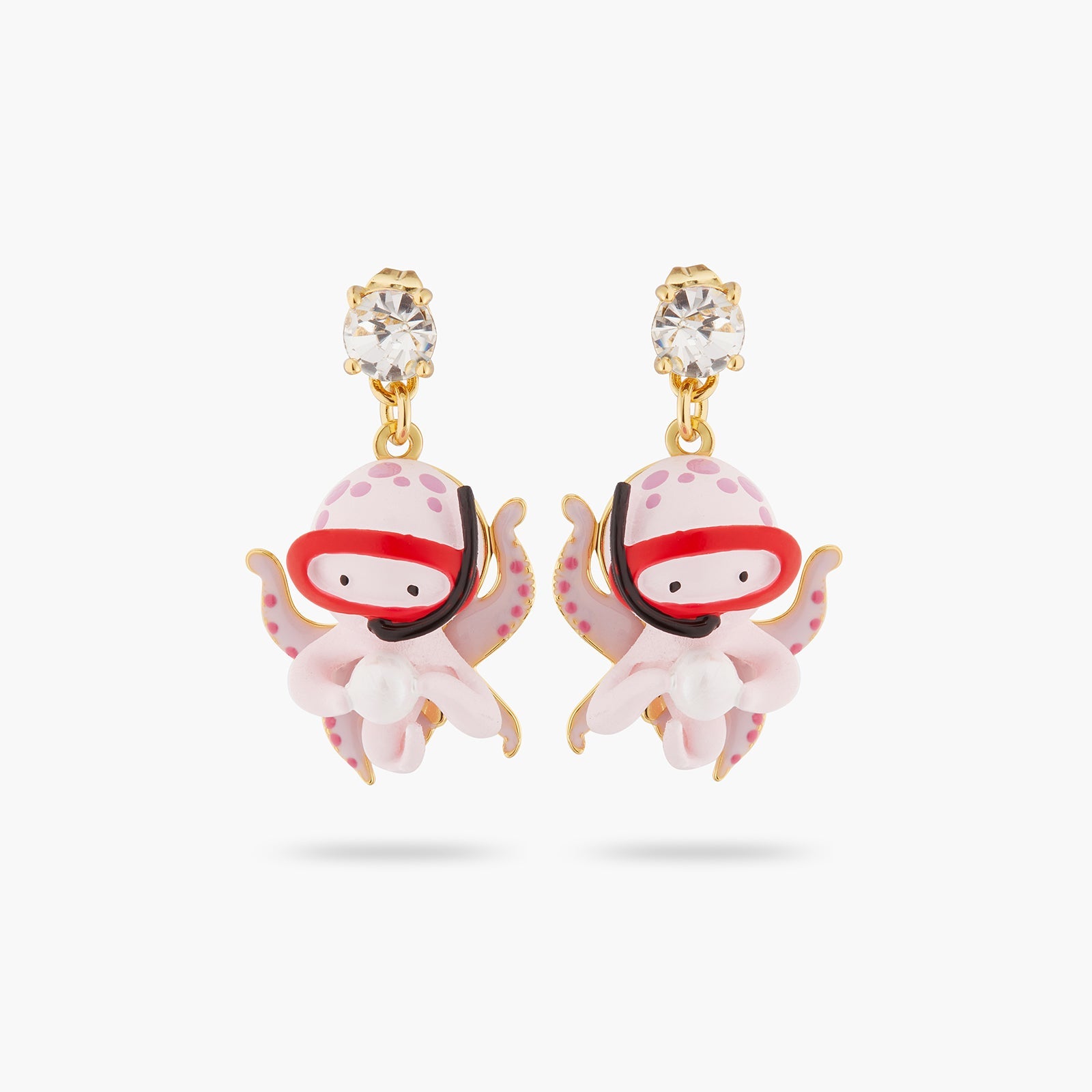 Octopus, Pearl And Cut Stone Earrings | ATOC1071 - Les Nereides