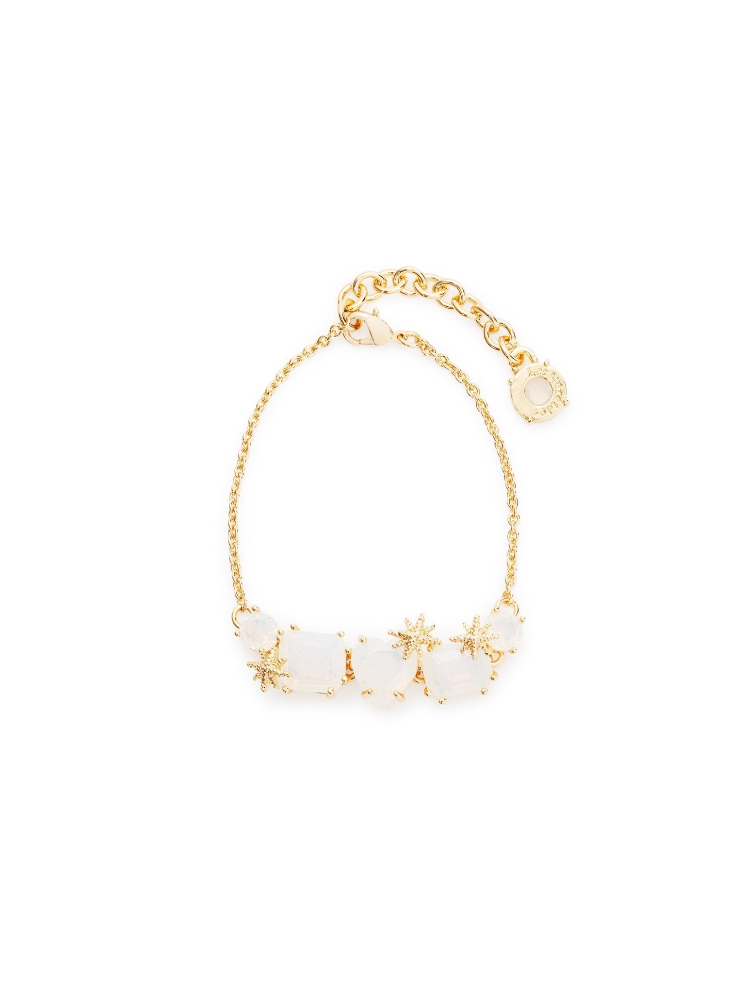 Opalescent White Diamantine And Fine Stars Five - Stone Bracelet | AULD2142 - Les Nereides