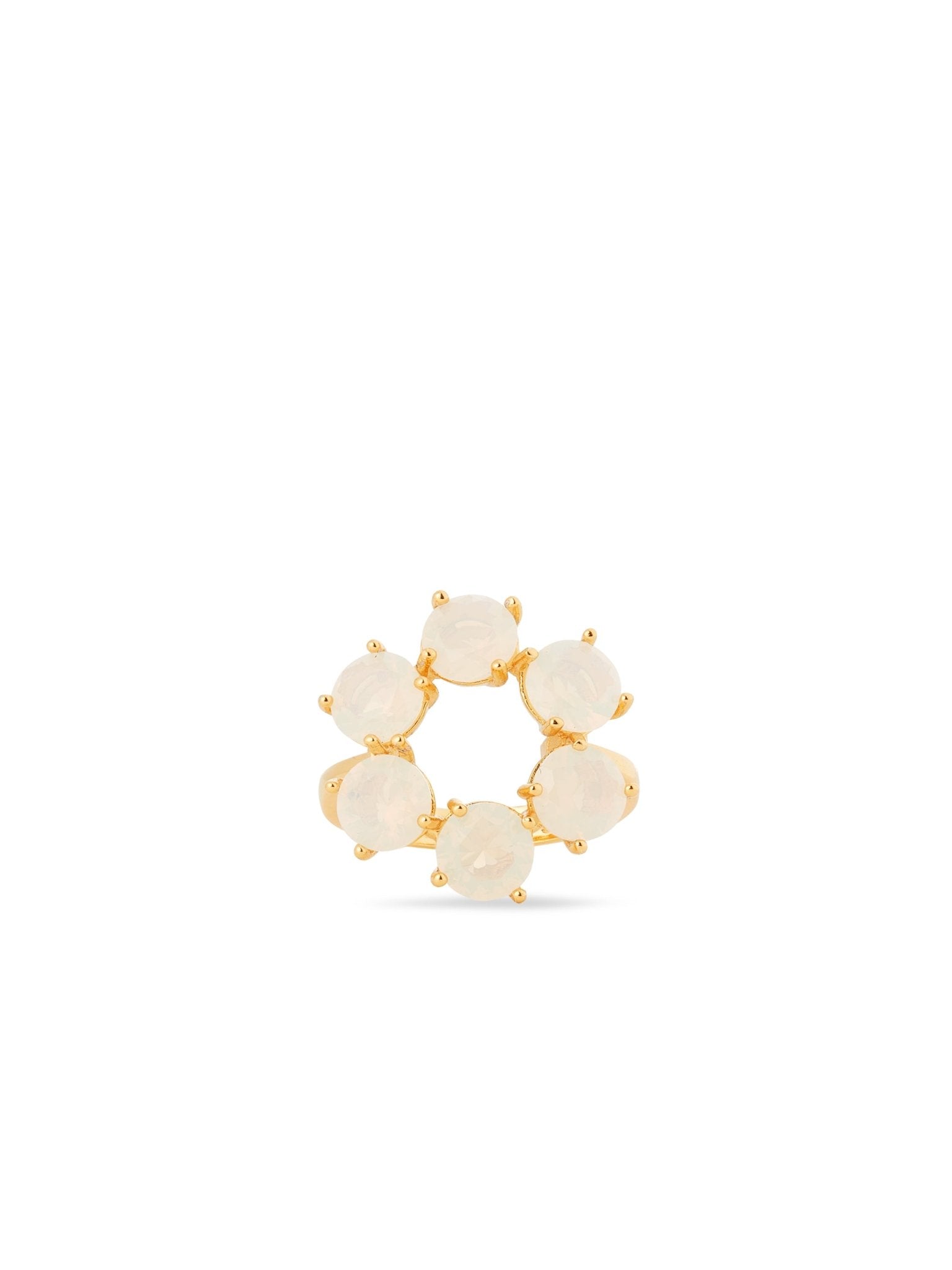 Opalescent White Diamantine Fine Ring With Six Round Stones | AULD6191 - Les Nereides