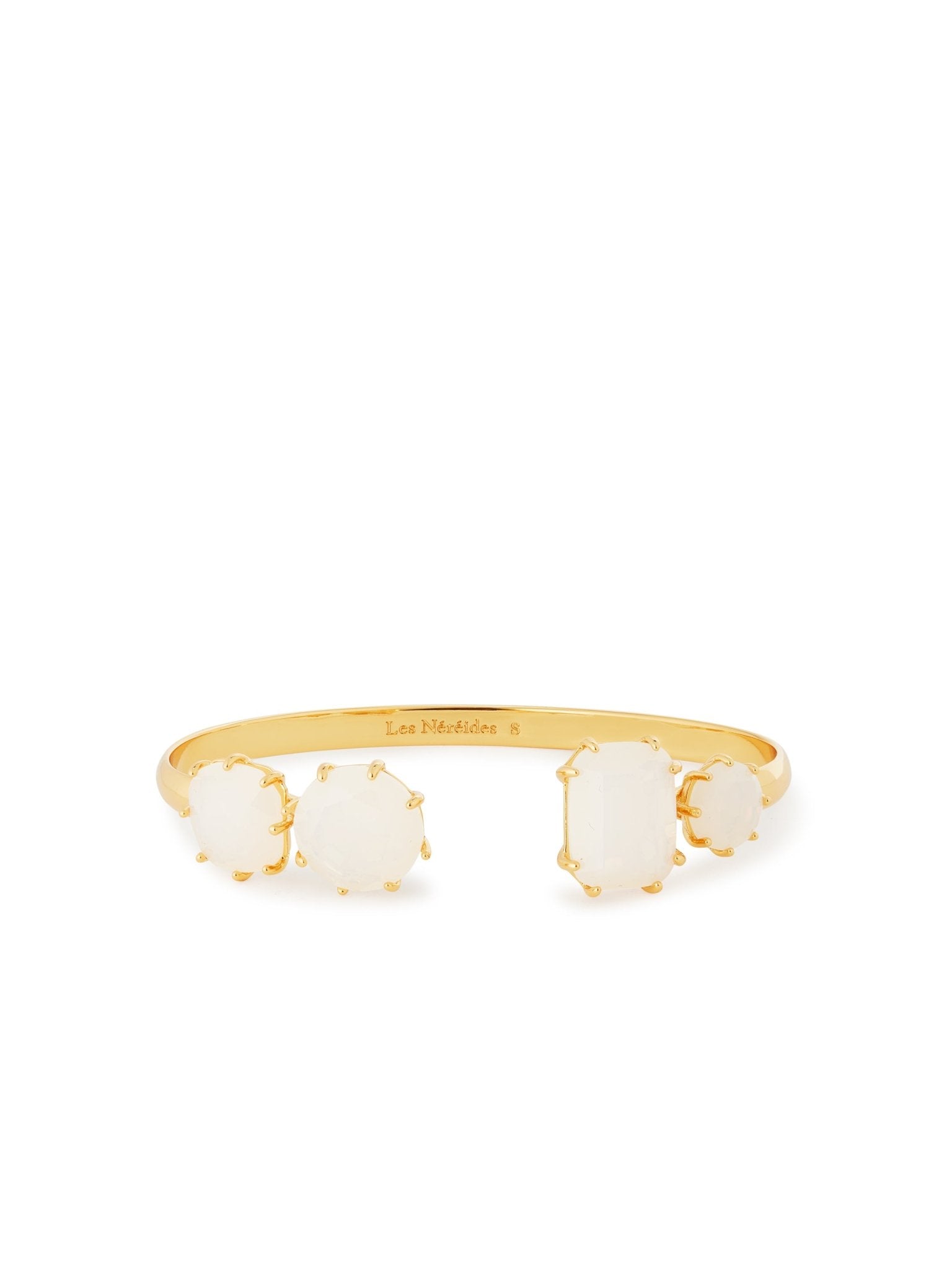 Opalescent White Diamantine Four - Stone Cuff Bracelet | AULD2541 - Les Nereides