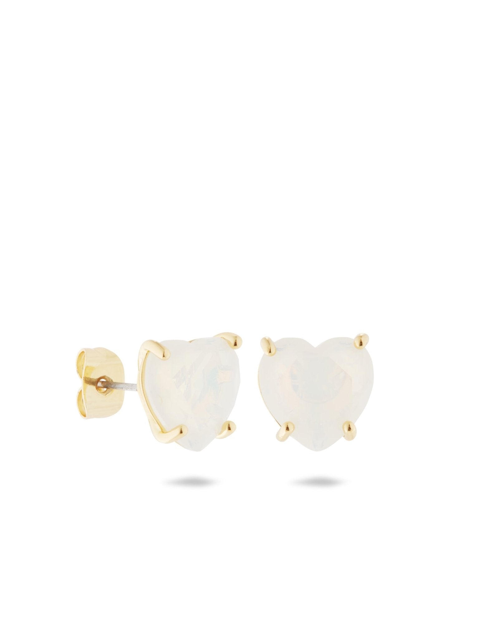 Opalescent White Diamantine Heart - Shaped Stone Sleeper Earrings | AULD1451 - Les Nereides