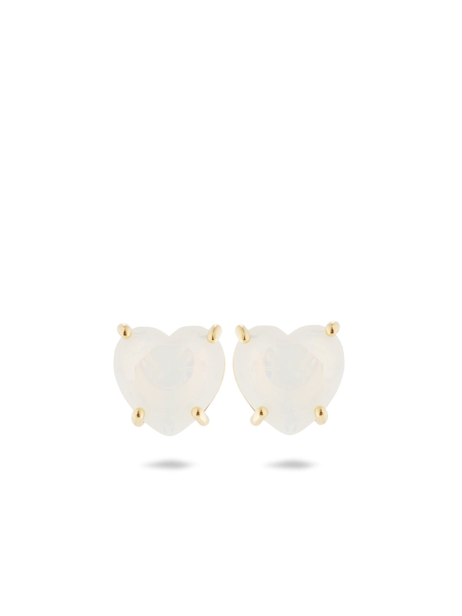 Opalescent White Diamantine Heart - Shaped Stone Sleeper Earrings | AULD1451 - Les Nereides