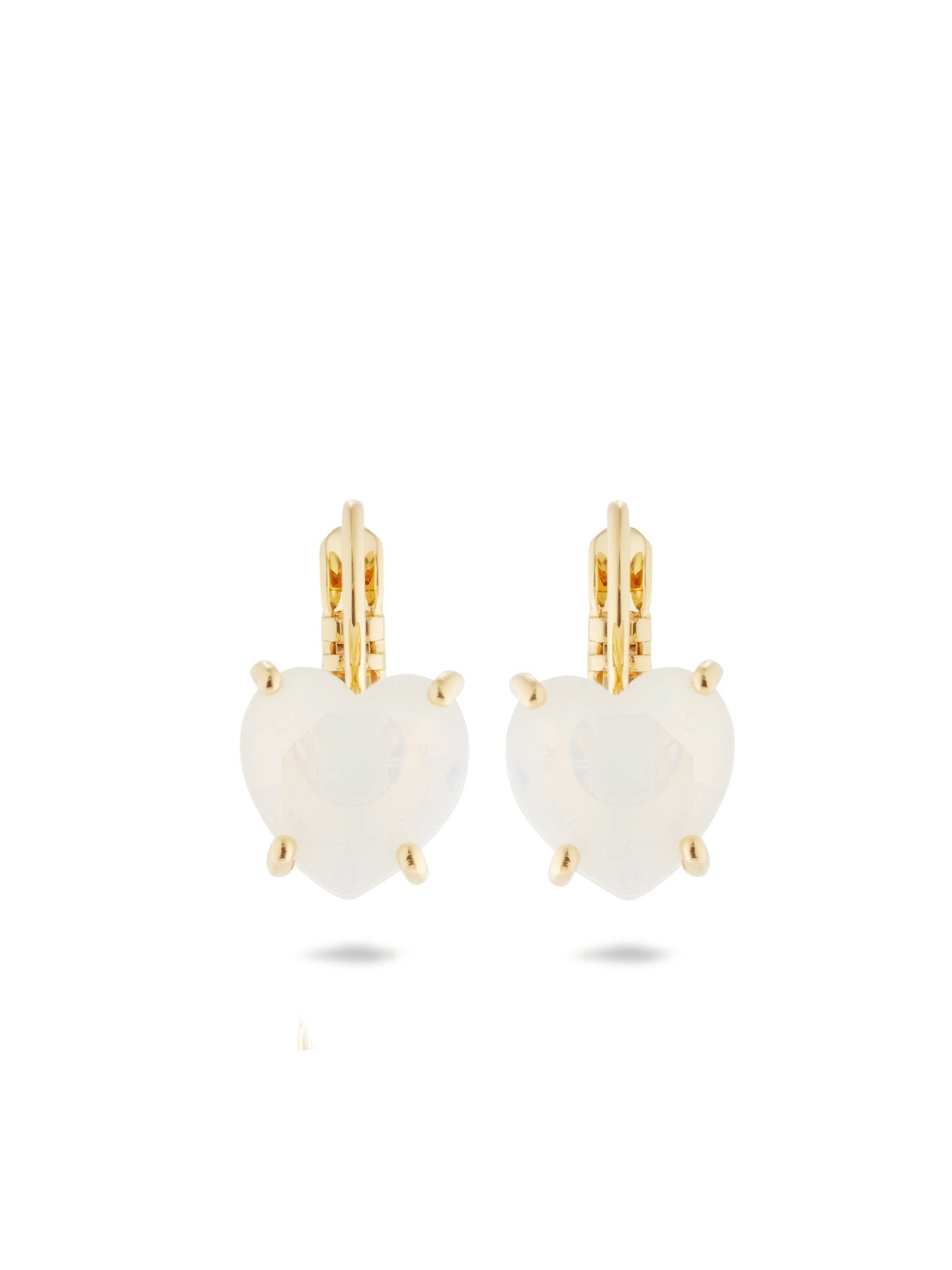 Opalescent White Diamantine Heart - Shaped Stone Sleeper Earrings | AULD1451 - Les Nereides