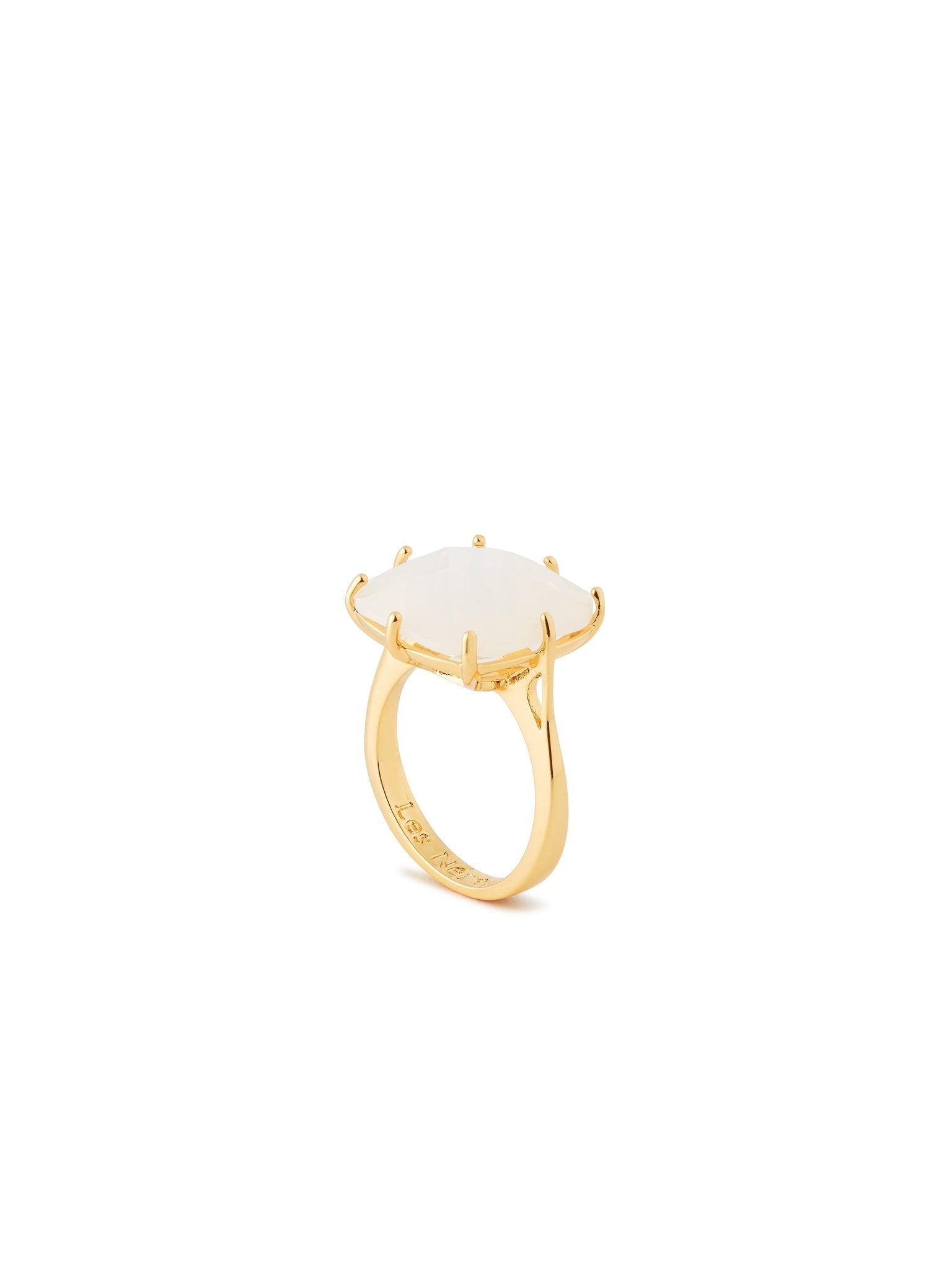 Opalescent White Diamantine Square Stone Solitaire Ring | AULD6021 - Les Nereides