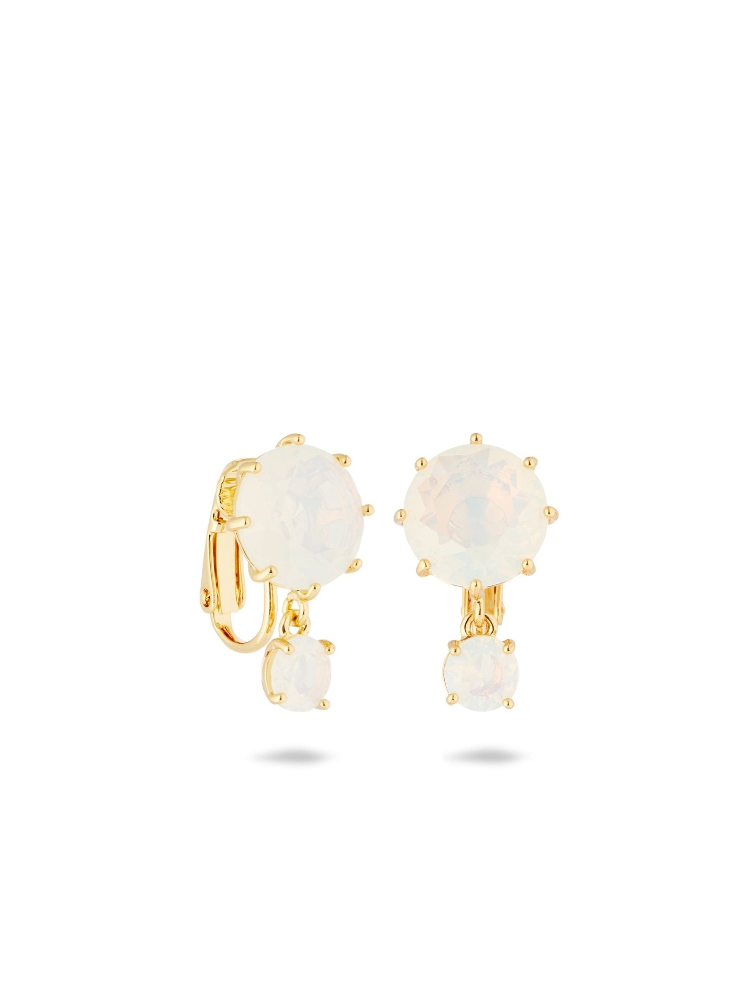 Opalescent White Diamantine Two - Stone Earrings | AULD1261 - Les Nereides
