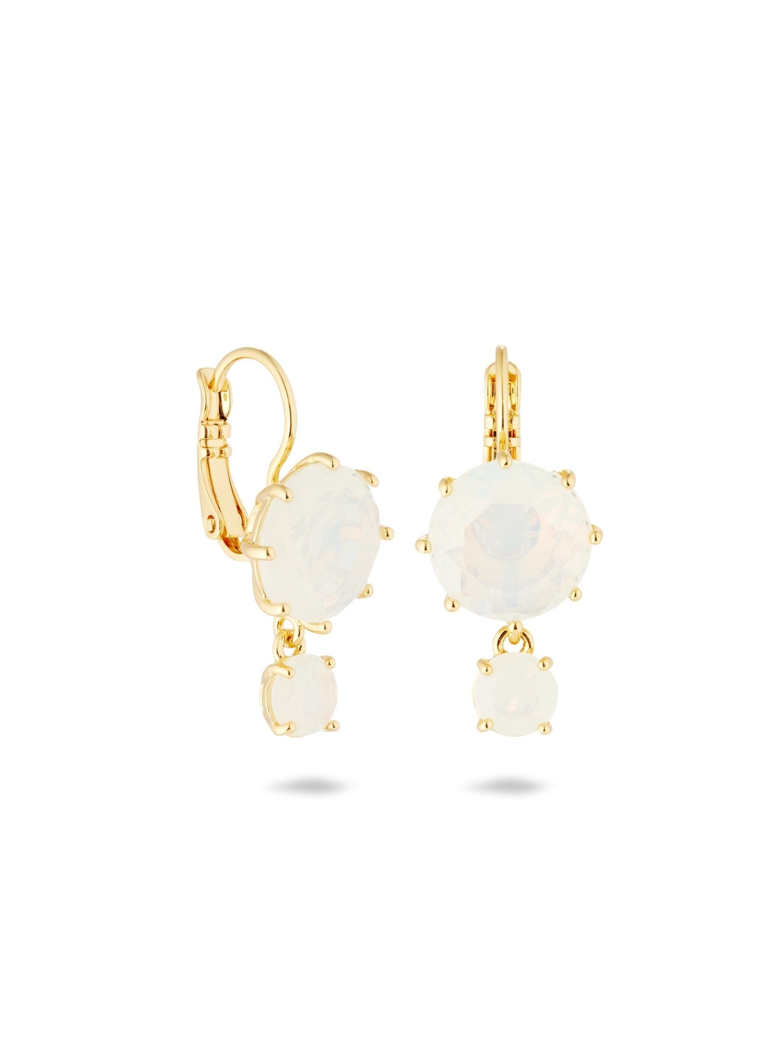 Opalescent White Diamantine Two - Stone Earrings | AULD1261 - Les Nereides