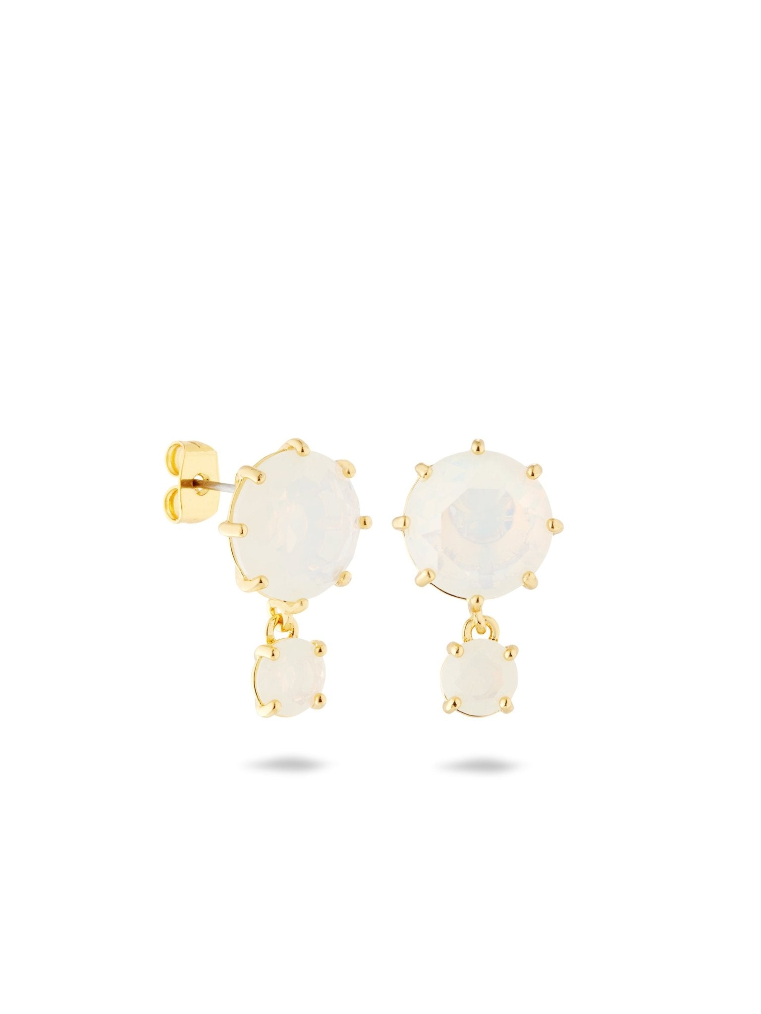 Opalescent White Diamantine Two - Stone Earrings | AULD1261 - Les Nereides
