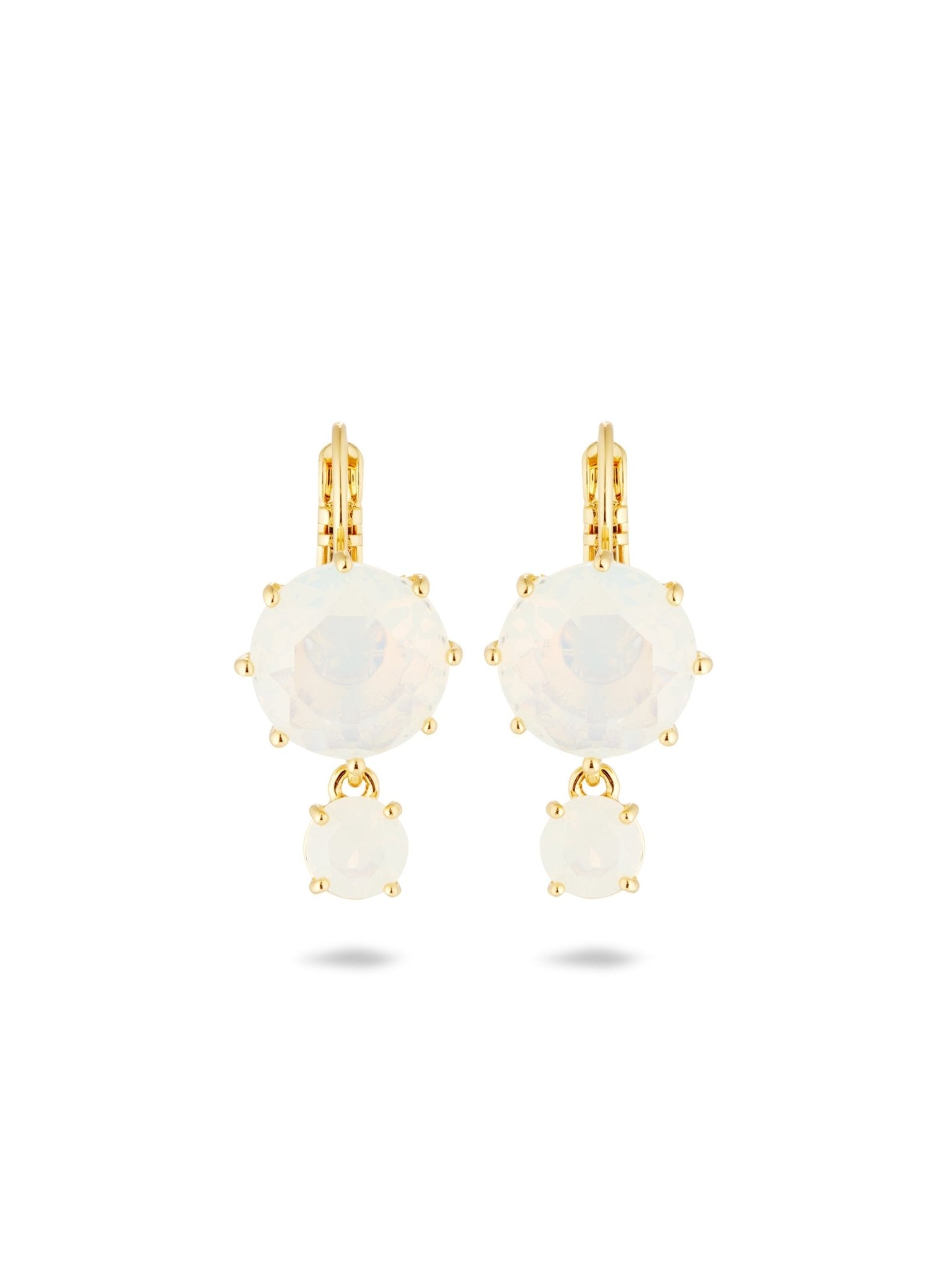 Opalescent White Diamantine Two - Stone Earrings | AULD1261 - Les Nereides