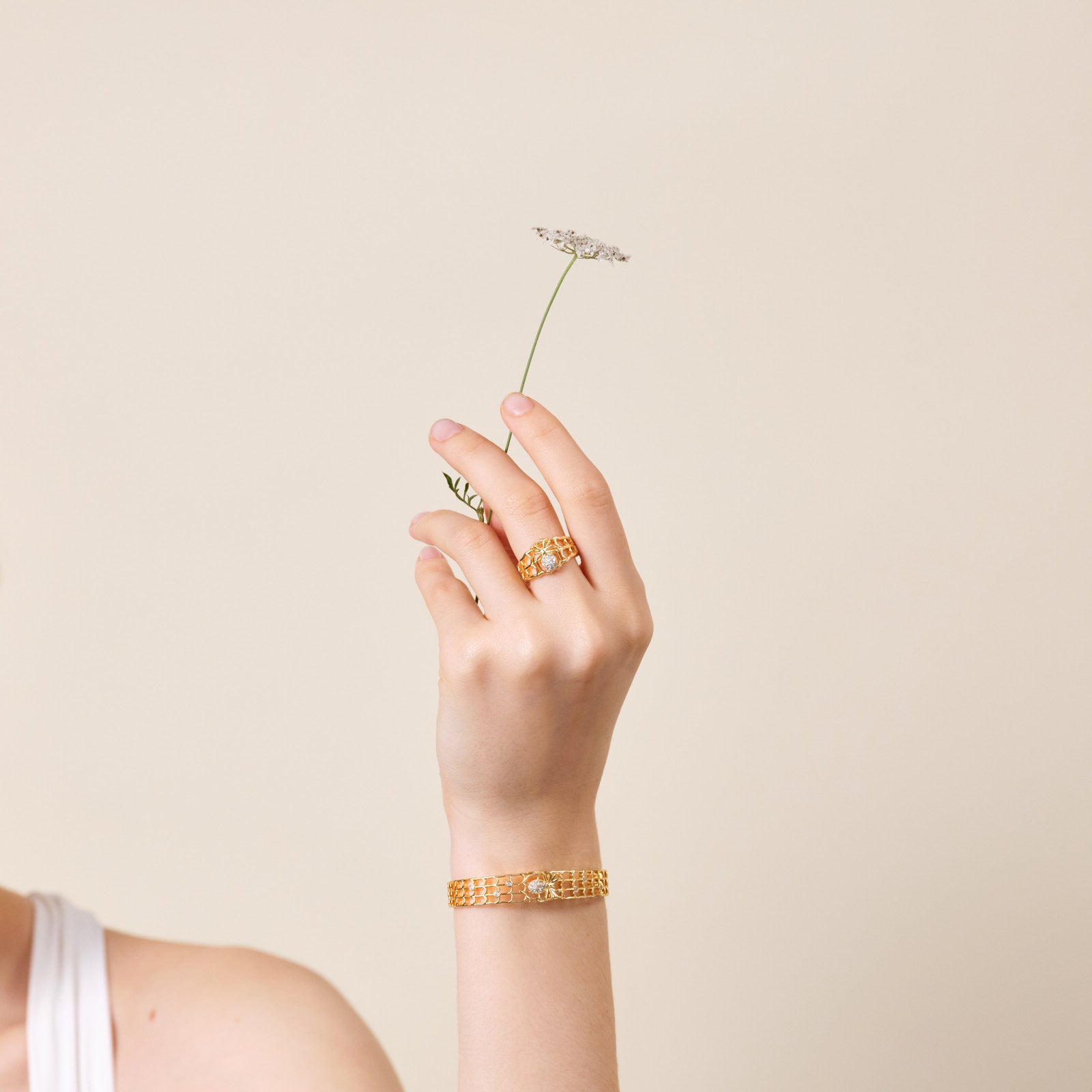 Openwork Enamel Spider And Crystal Ring | ATNF6011 - Les Nereides