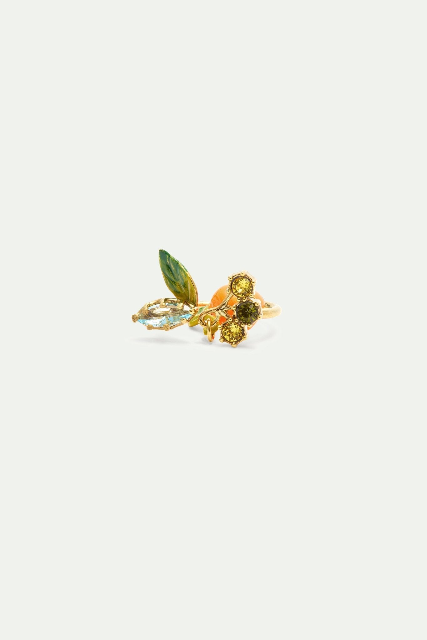 Orange Adjustable Ring With Blue And Green Stones | AXJP6061 - Les Nereides