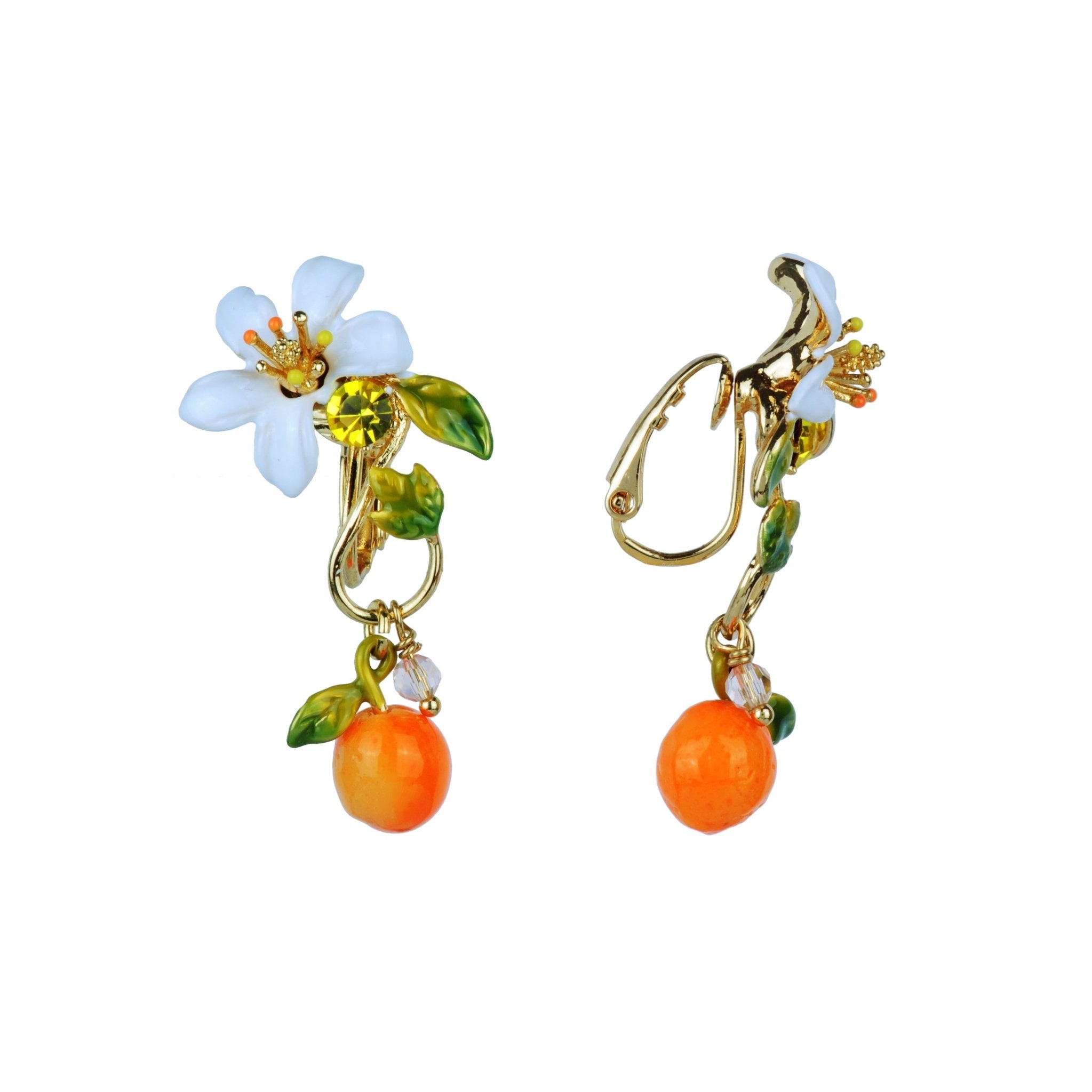 Orange And Orange Blossom Baroque Style Earrings | ABJP108 - Les Nereides