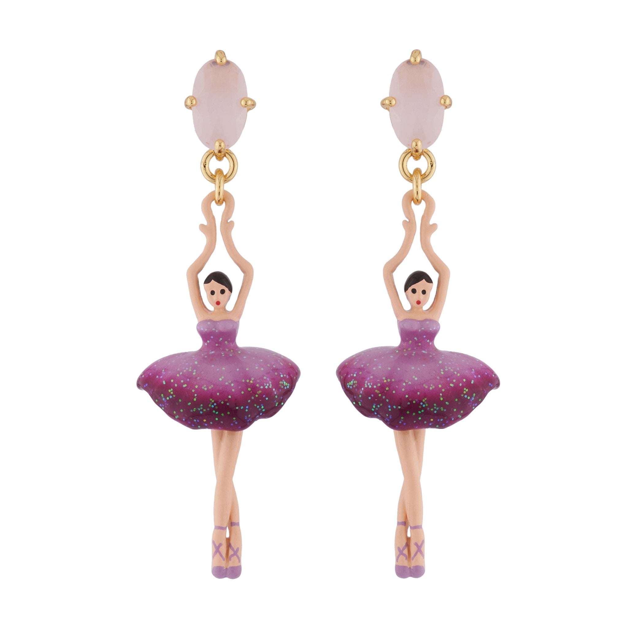 Pas de Deux Faceted Crystal Gradient Plum Earrings | AIDD115C/1 - Les Nereides