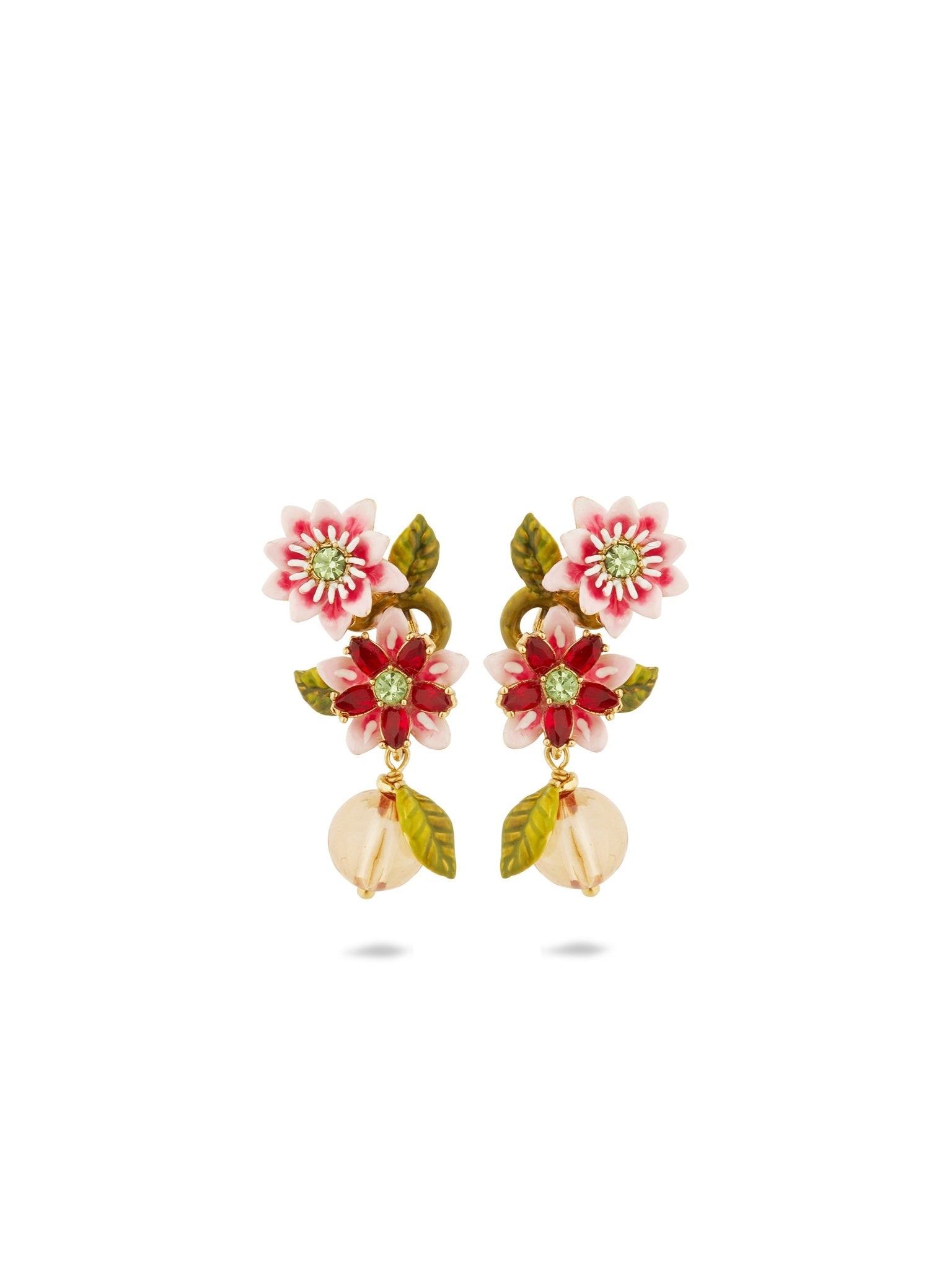 Passion Flower And Crystal Bead Earrings | AUVI1011 - Les Nereides