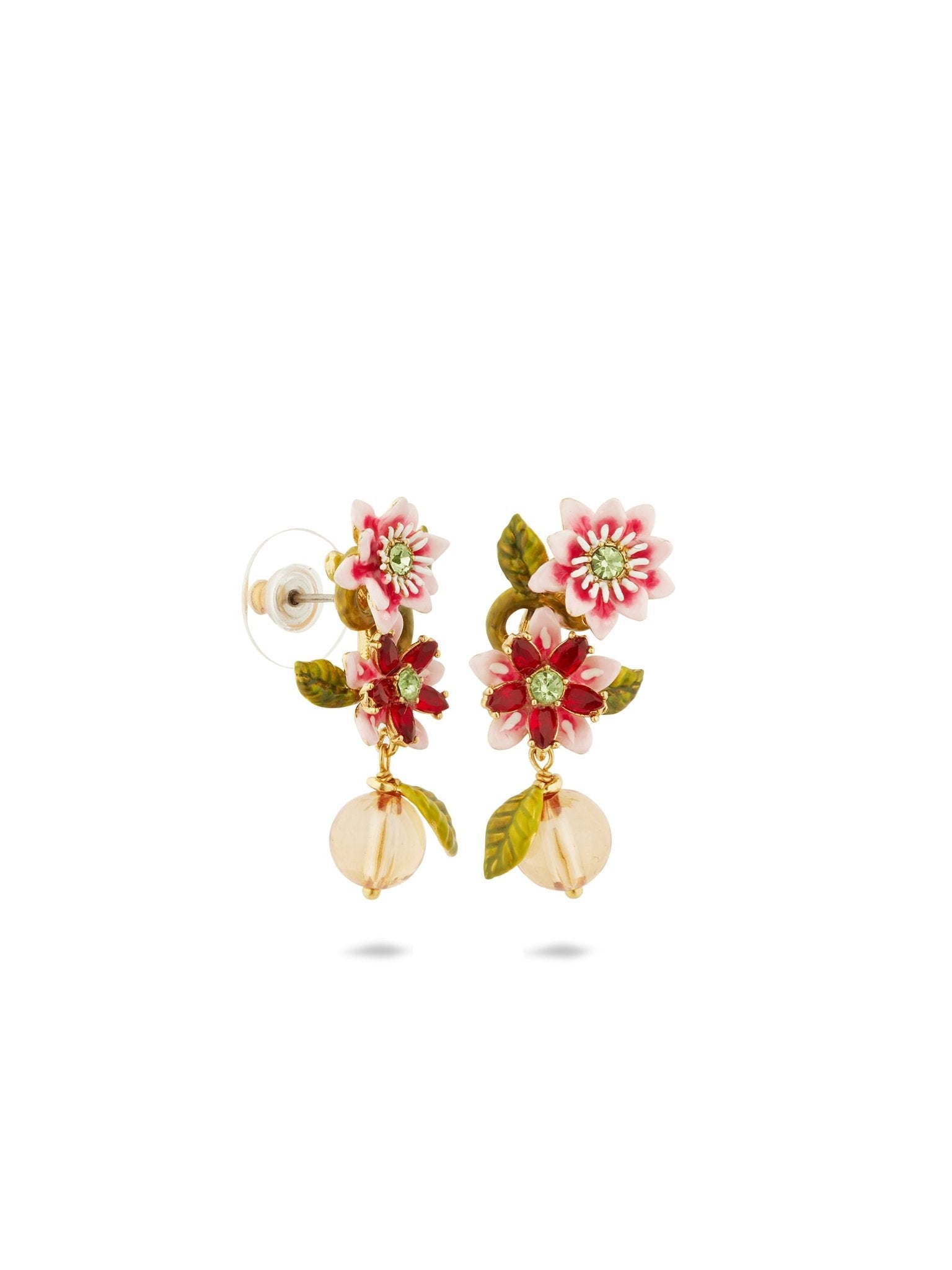 Passion Flower And Crystal Bead Earrings | AUVI1011 - Les Nereides