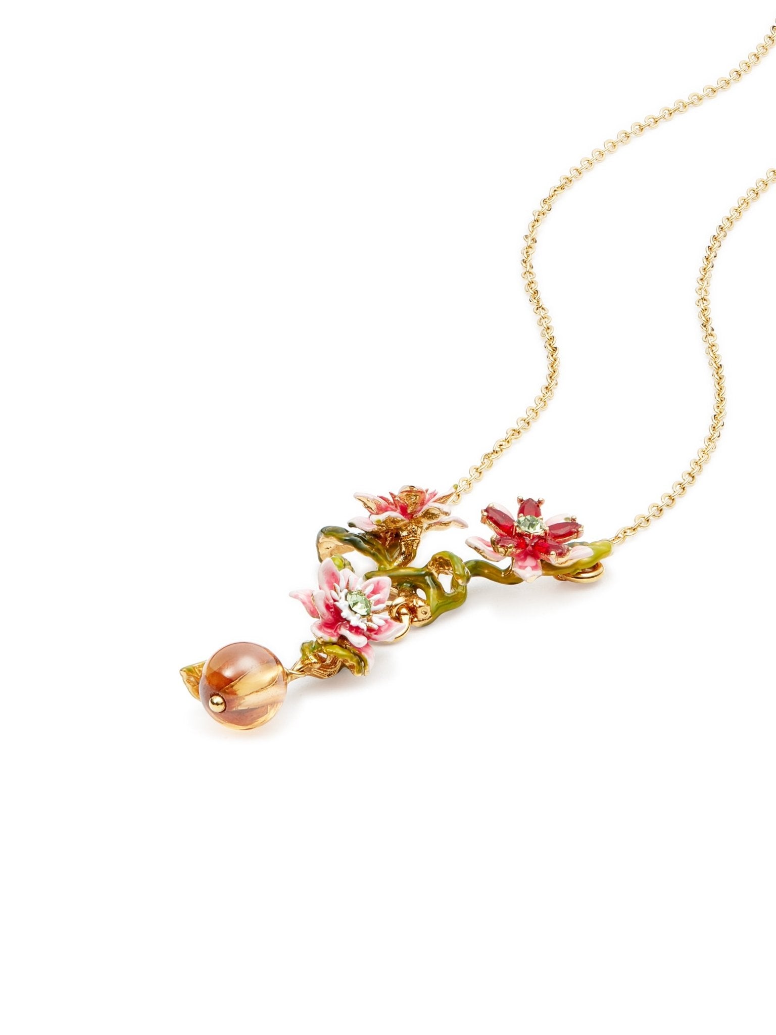 Passion Flower And Crystal Bead Necklace | AUVI3021 - Les Nereides