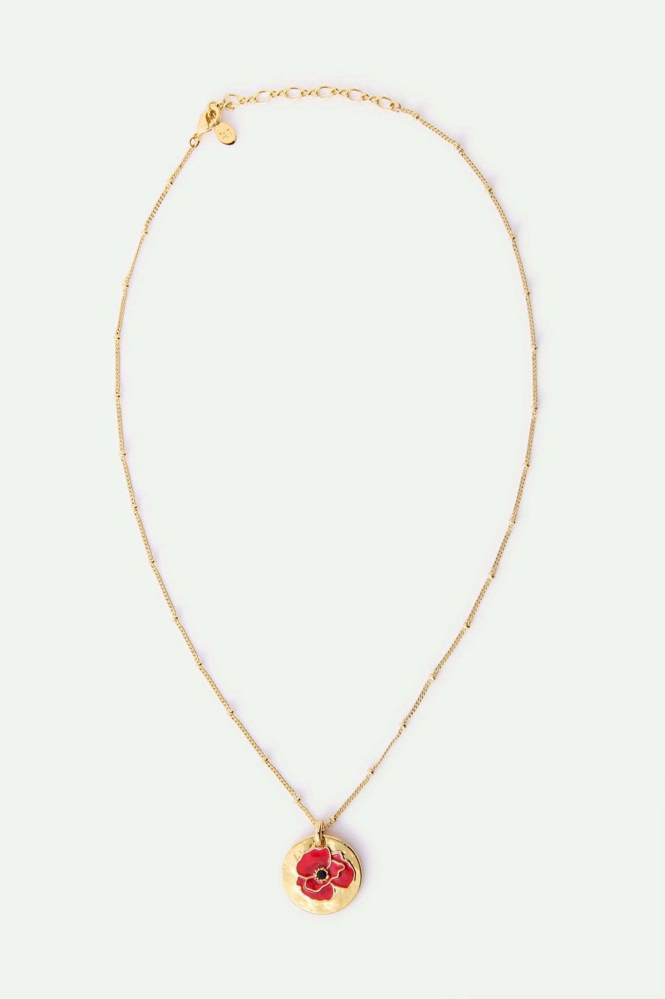 Pendant Necklace With Poppy On Gold Medallion | AXOC3011 - Les Nereides