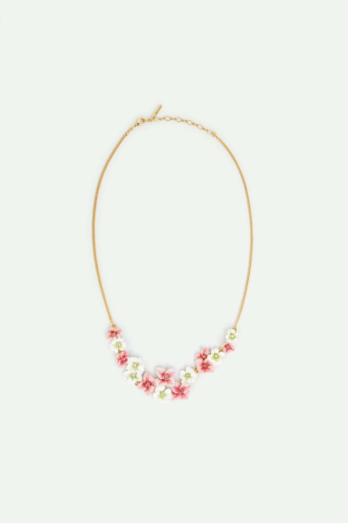 Pink and white hydrangea flowers statement necklace | AVJH3011 - Les Nereides