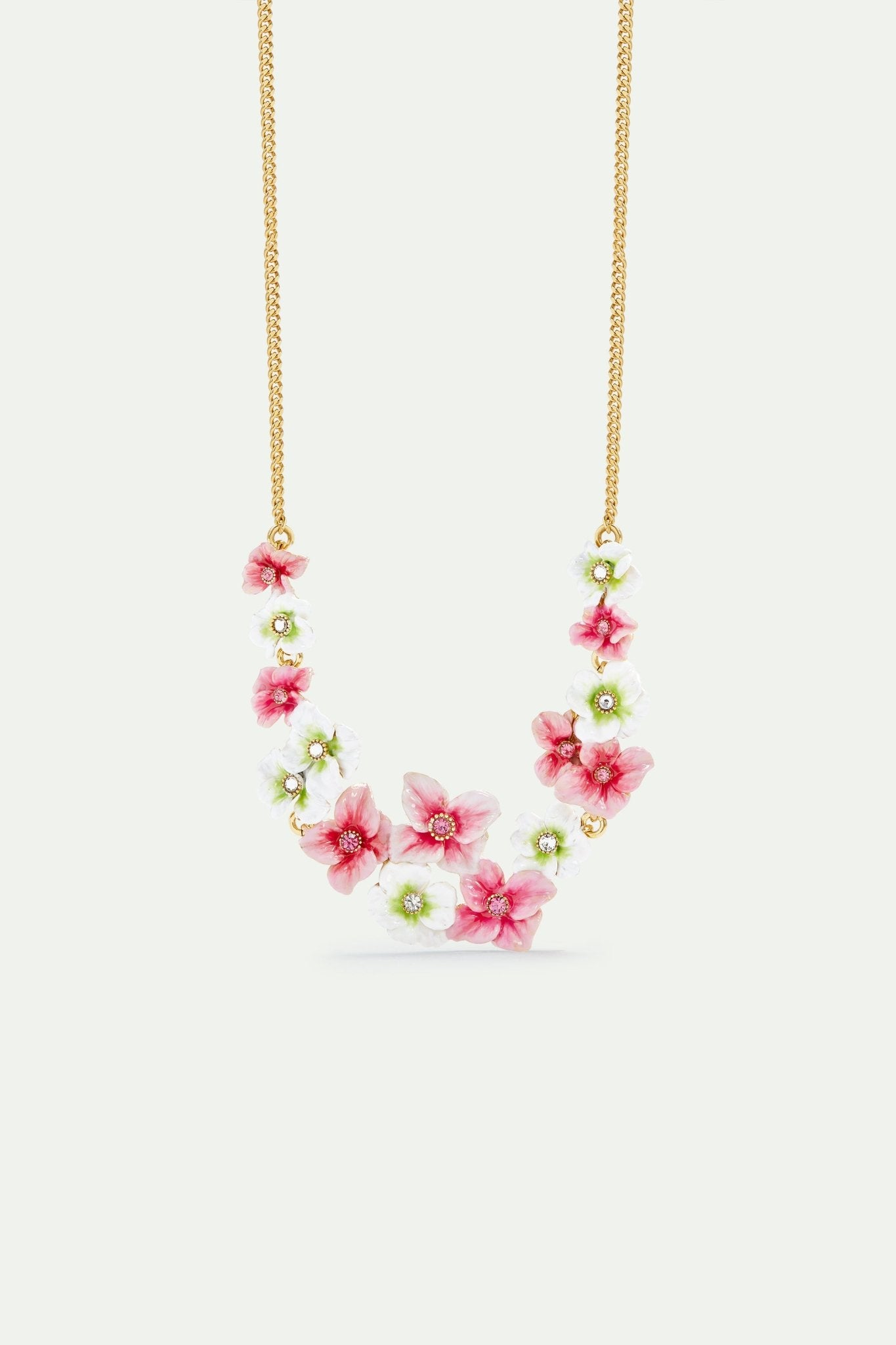 Pink and white hydrangea flowers statement necklace | AVJH3011 - Les Nereides