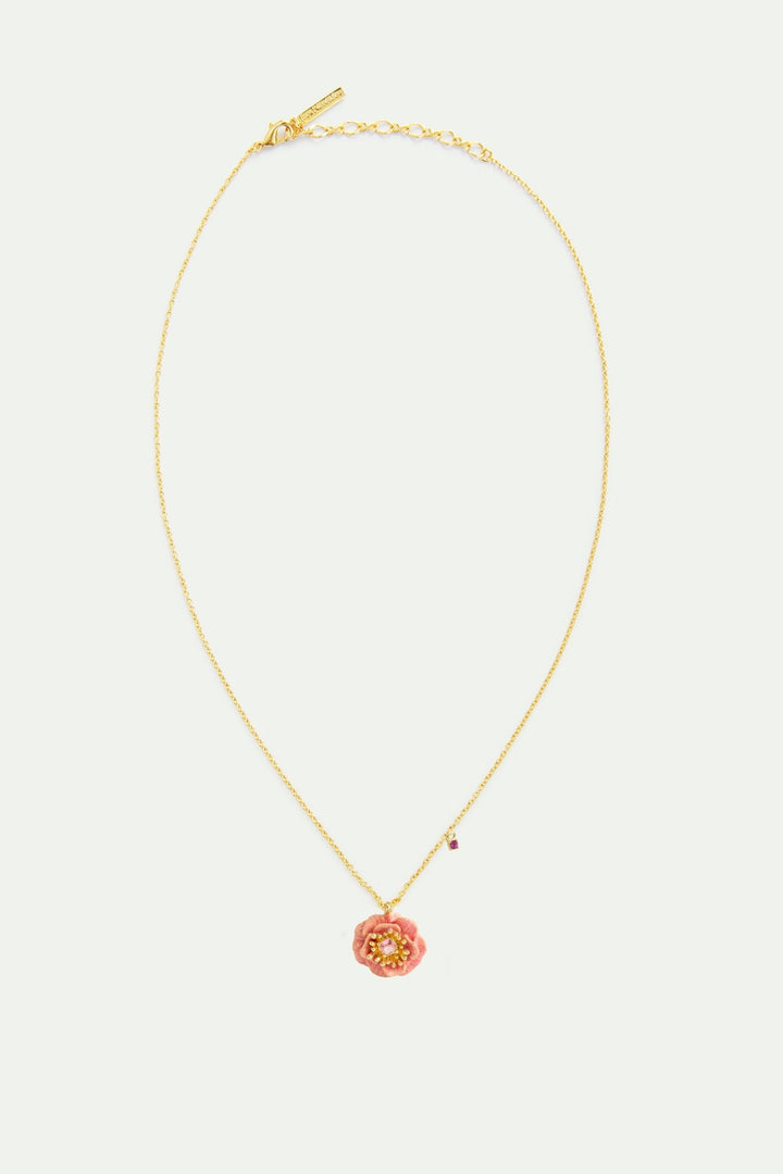 Pink Anemone And Crystal Pendant Necklace | AWBB3051 - Les Nereides