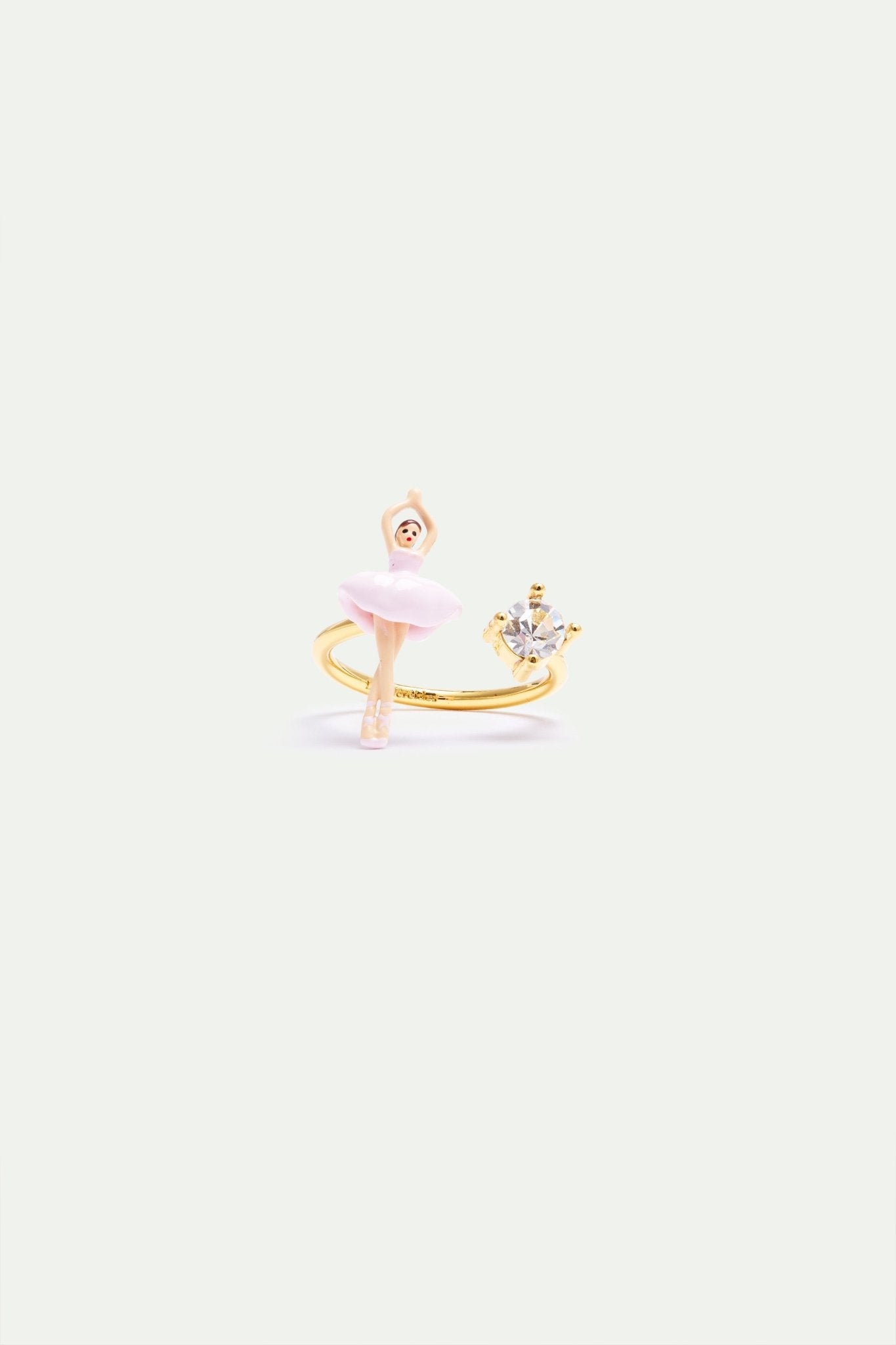Pink Ballerina And Crystal Adjustable Ring | AXMDD6011 - Les Nereides