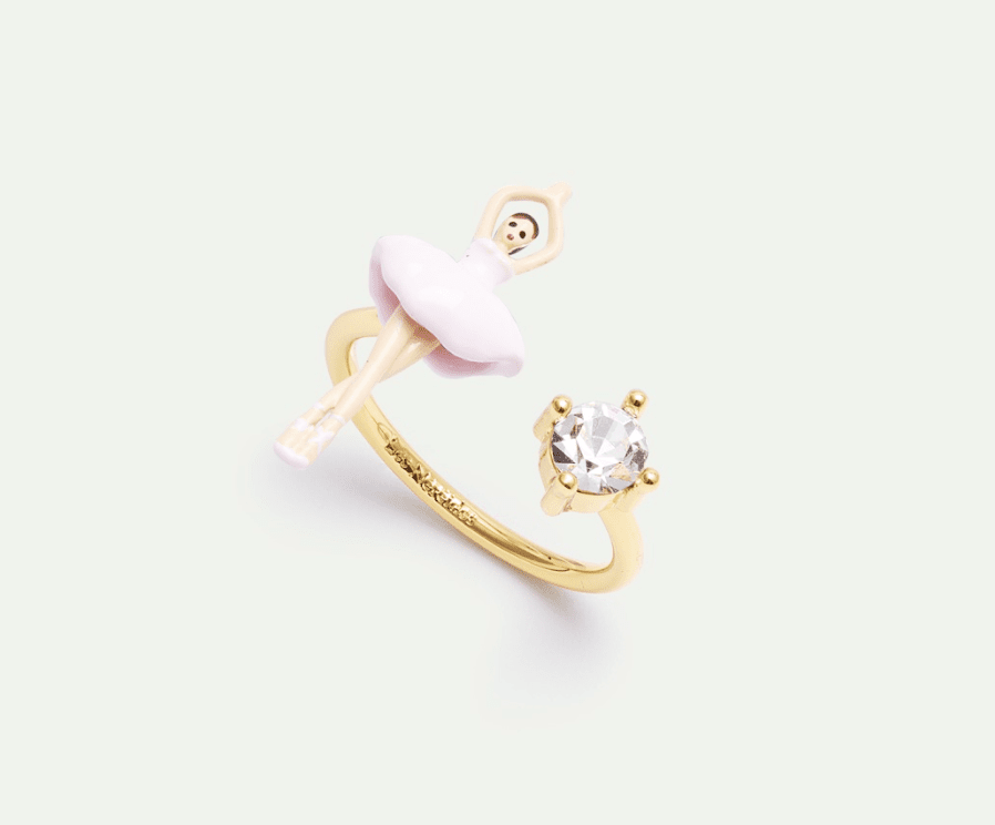 Pink Ballerina And Crystal Adjustable Ring | AXMDD6011 - Les Nereides