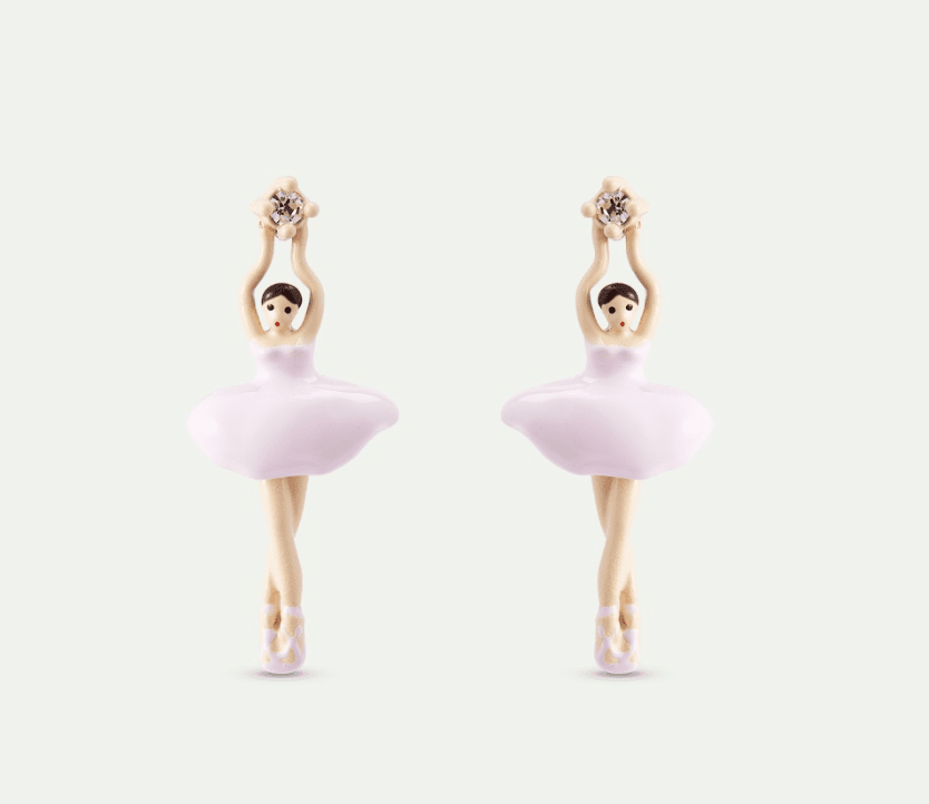 Pink Ballerina And Crystal Earrings | AXMDD1011 - Les Nereides