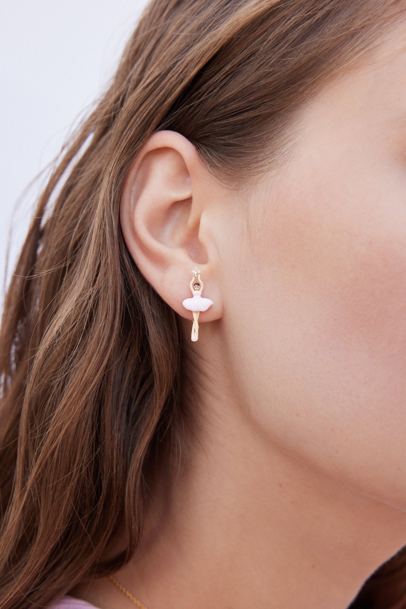 Pink Ballerina And Crystal Earrings | AXMDD1011 - Les Nereides