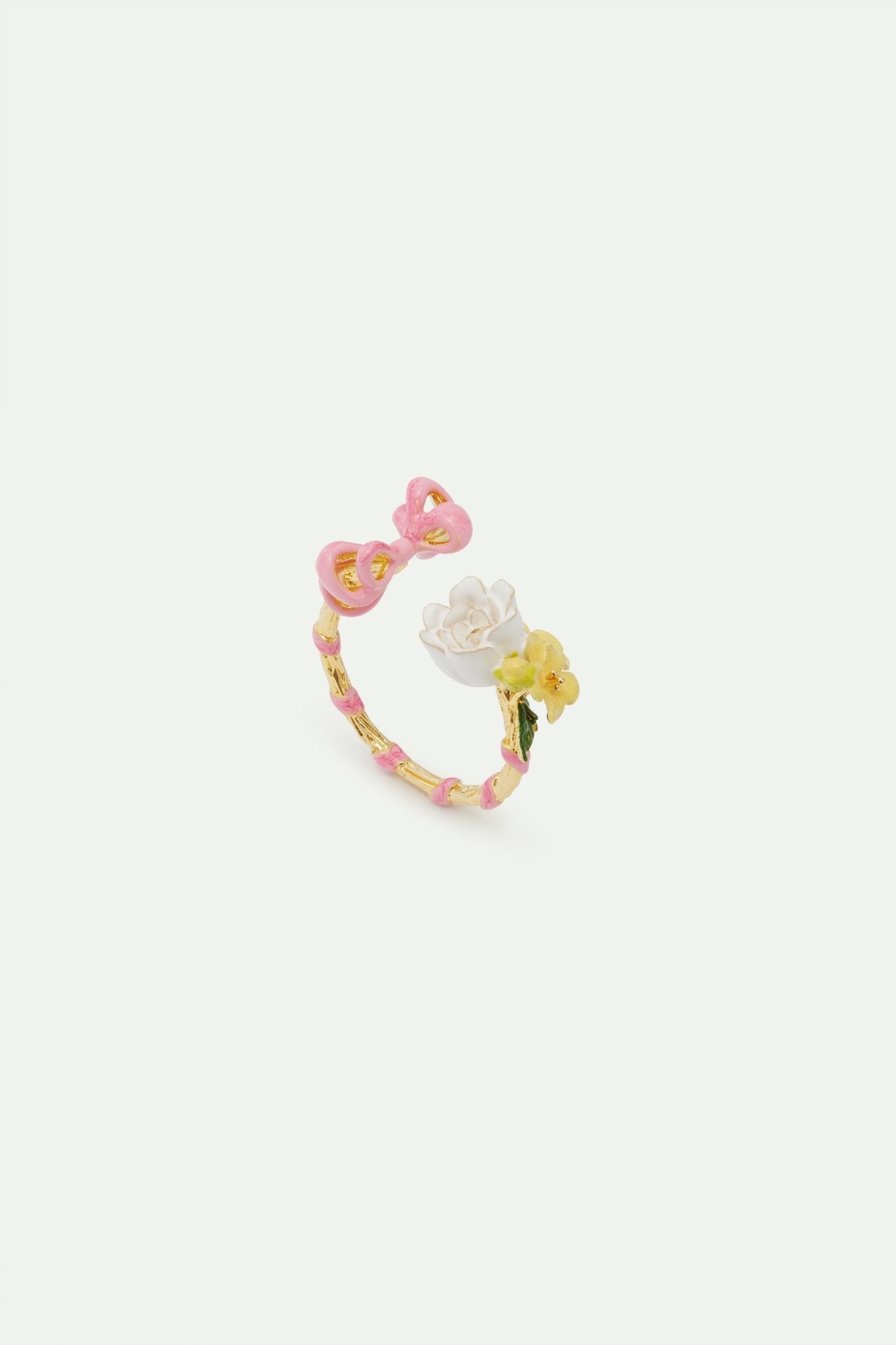 Pink bow and flower adjustable ring | AVIP6021 - Les Nereides