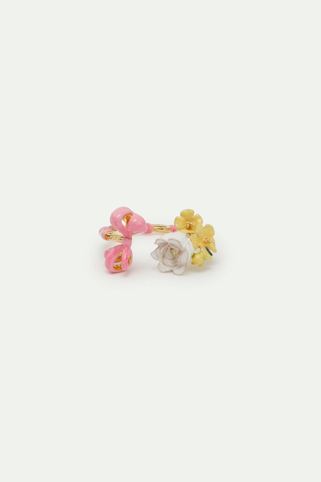 Pink bow and flower adjustable ring | AVIP6021 - Les Nereides