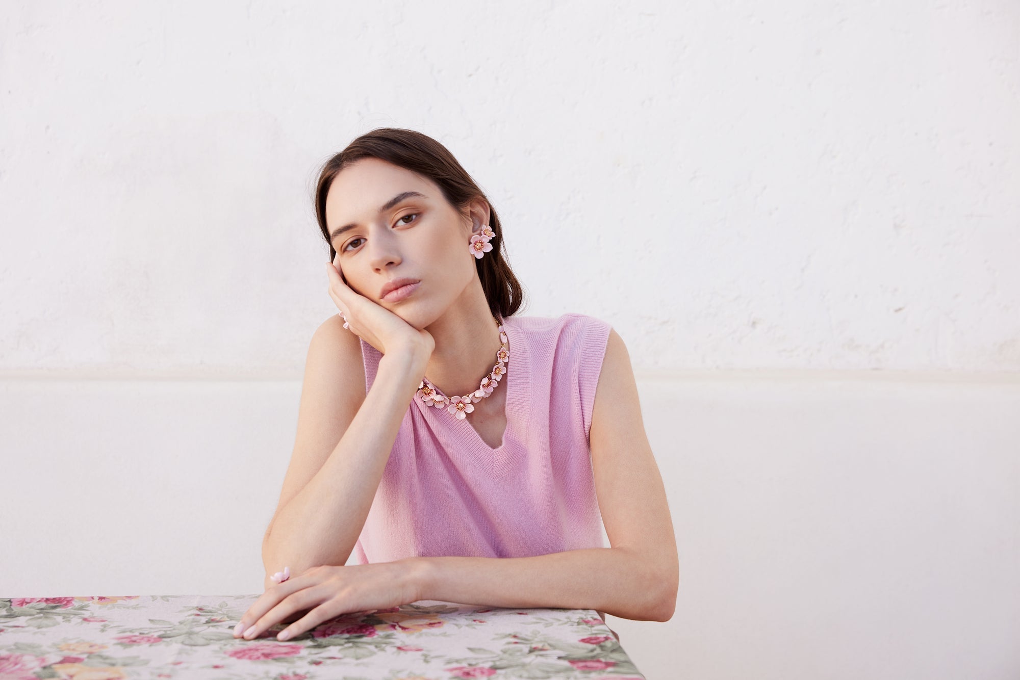 Pink Cherry Blossom Earrings | AXHA1012 - Les Nereides